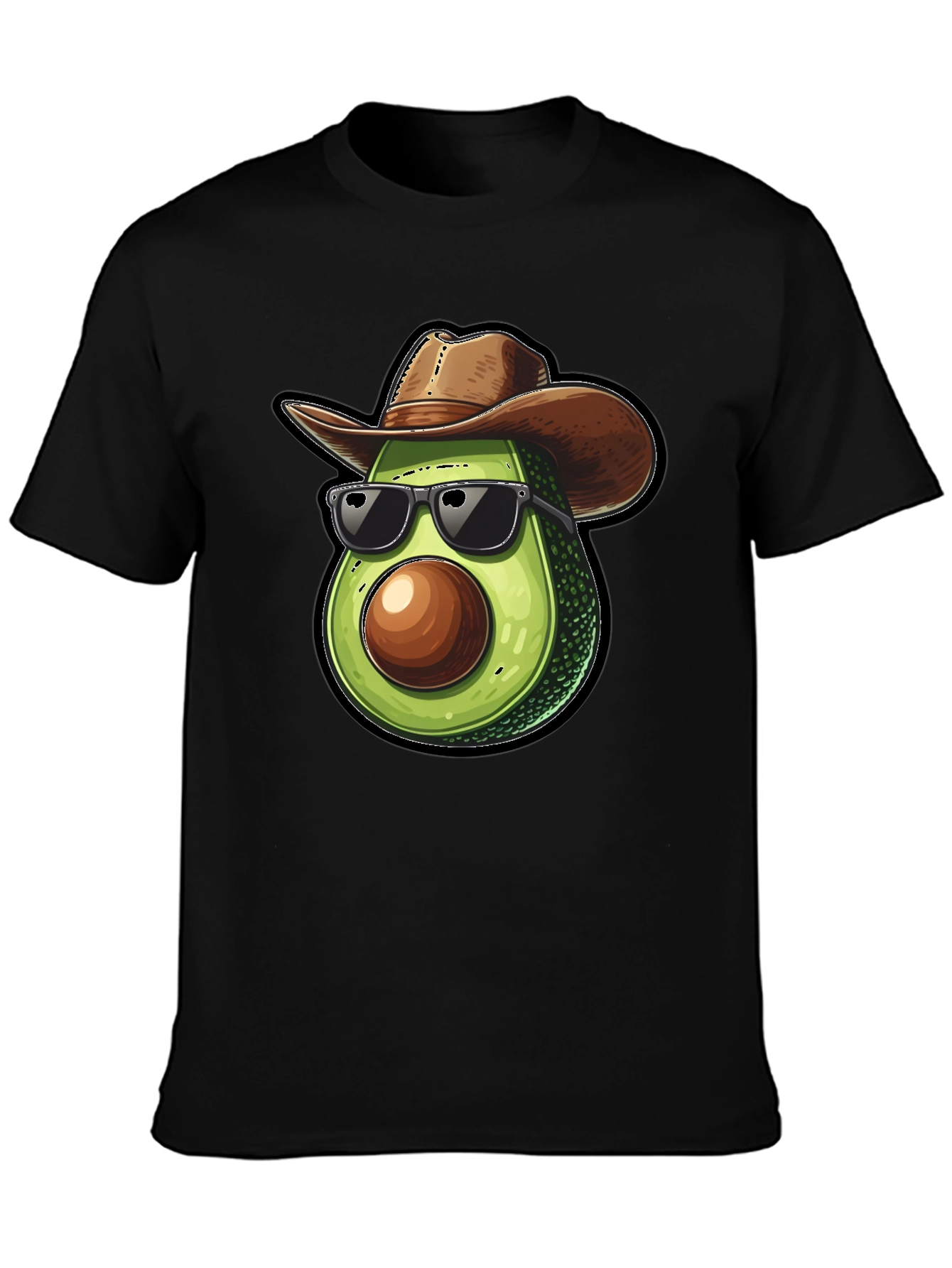 Black Cool Avocado Cowboy Black T-Shirt view 3