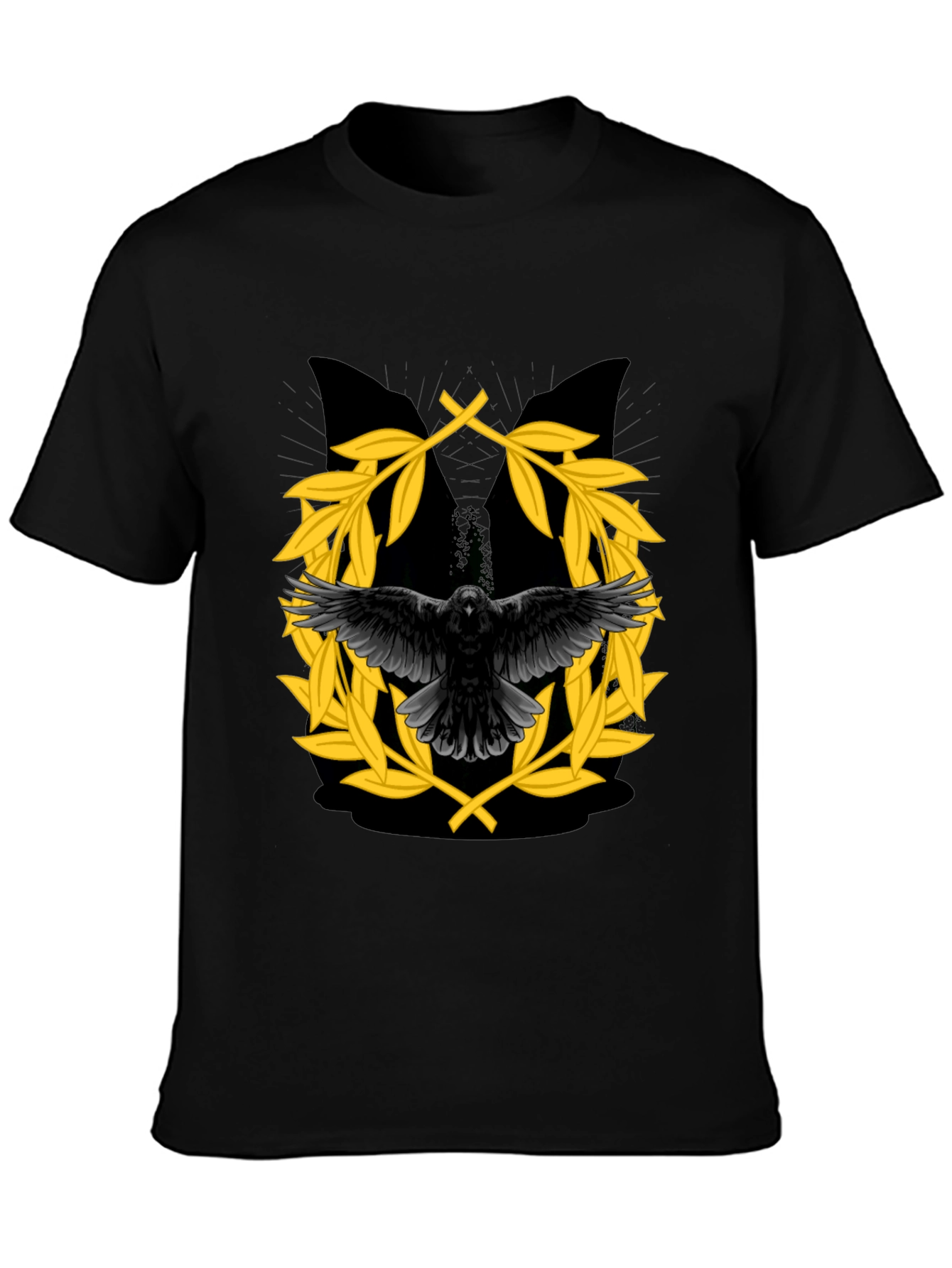 Black Raven & Laurel Wreath Graphic T-Shirt view 3
