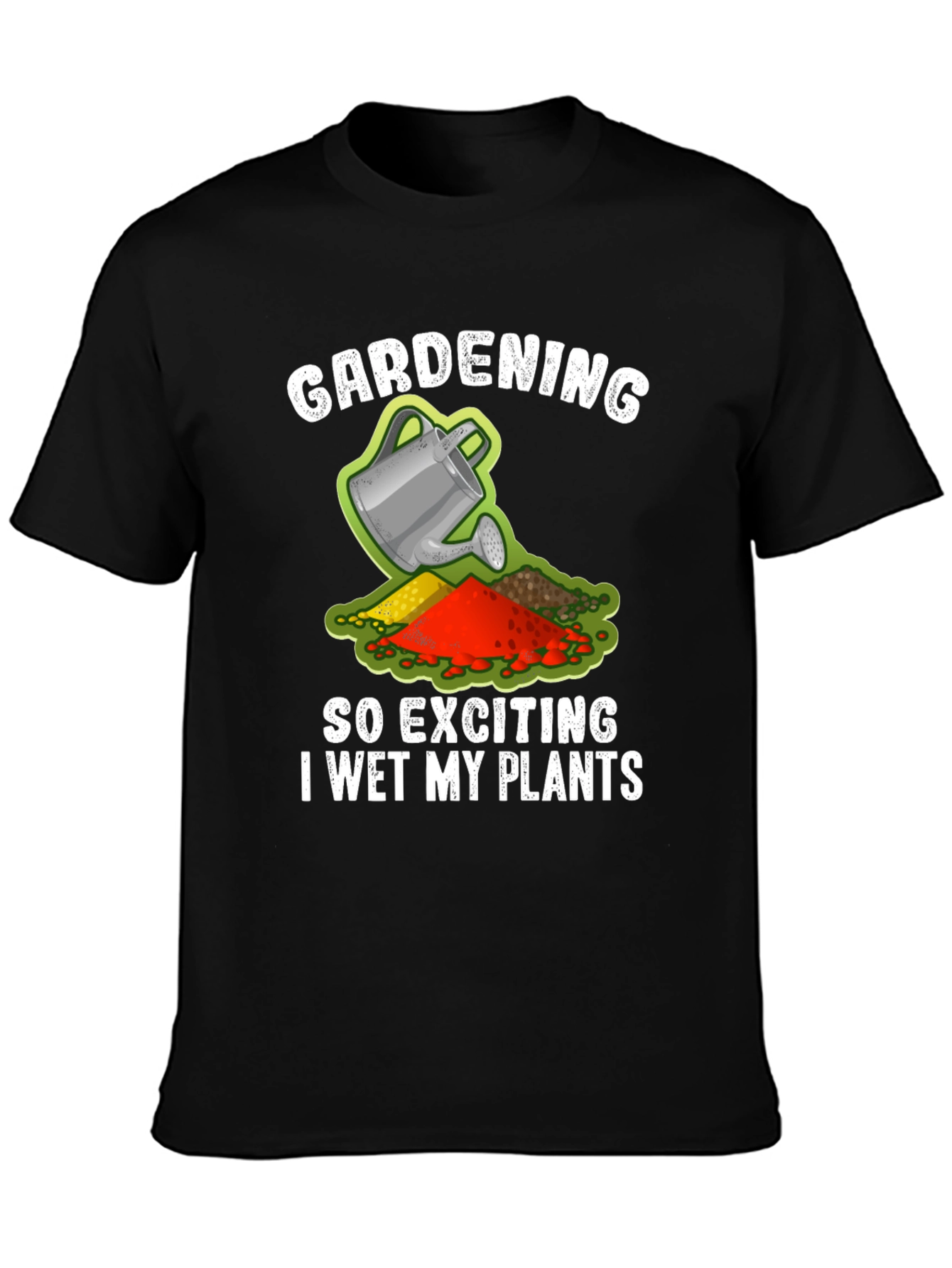 Black Gardening Humor T-Shirt - I Wet My Plants Funny view 3