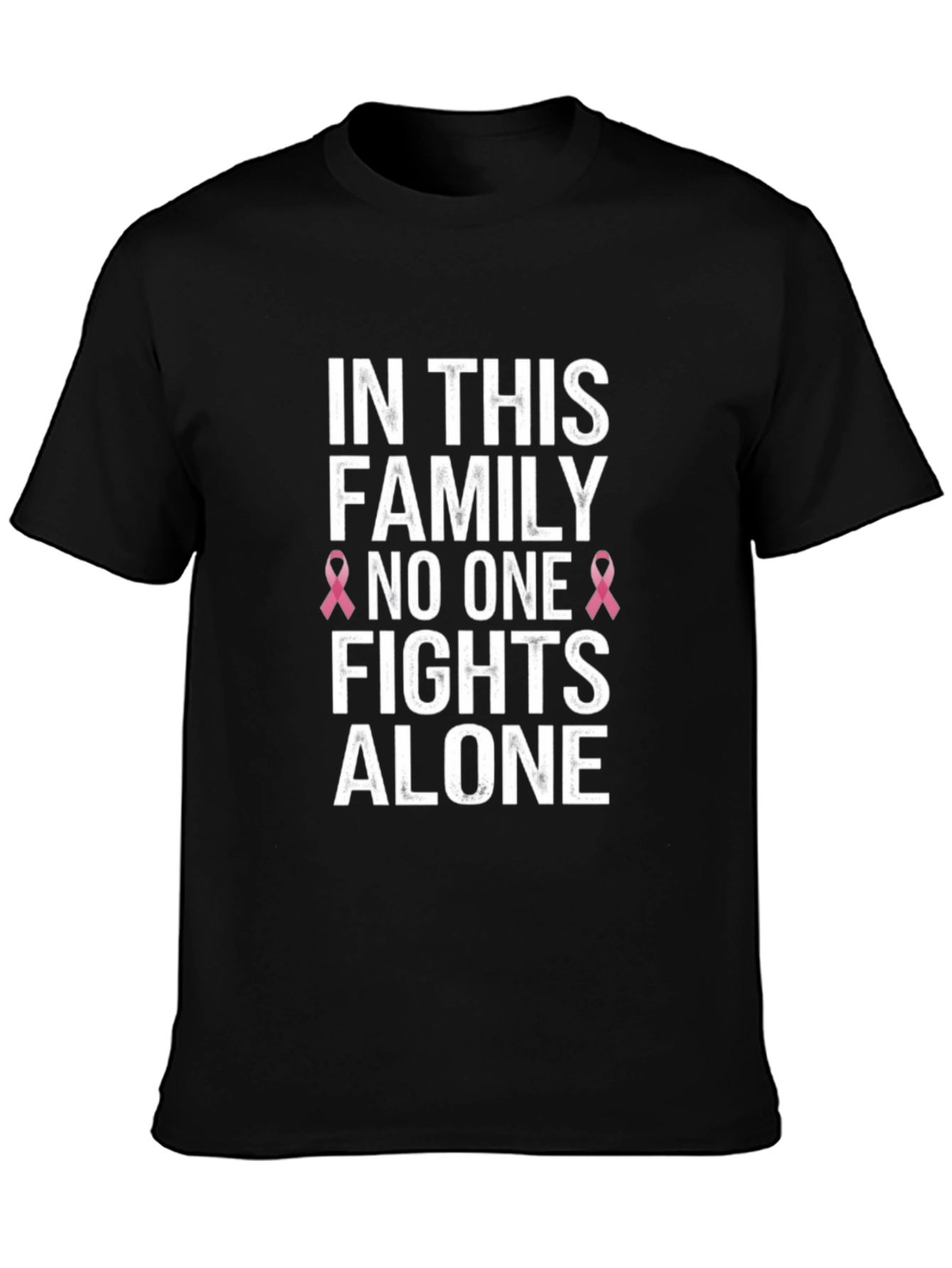 Black Breast Cancer Awareness T-Shirt - "No One Fights Alone" view 3