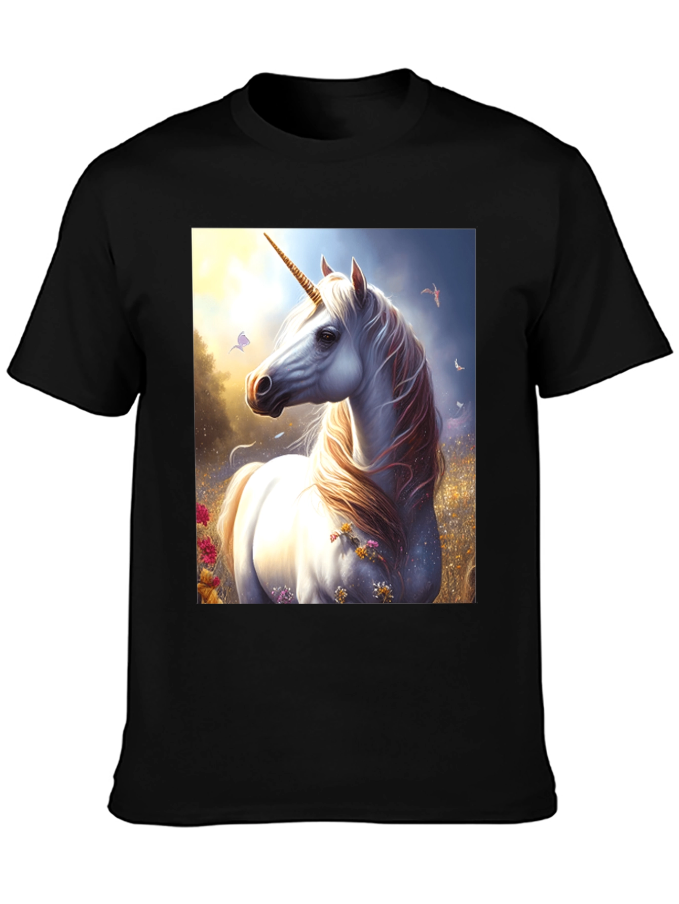 Black Unicorn Graphic Tee - Fantasy Black T-Shirt view 3