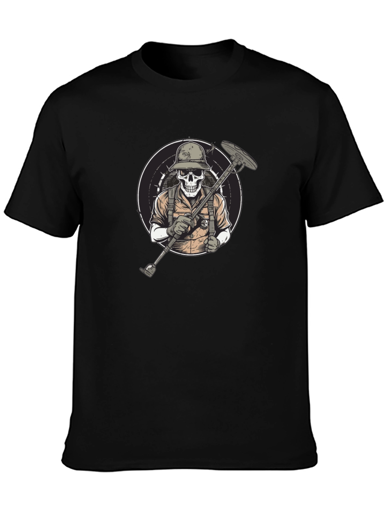 Black Skull Metal Detector T-Shirt view 3
