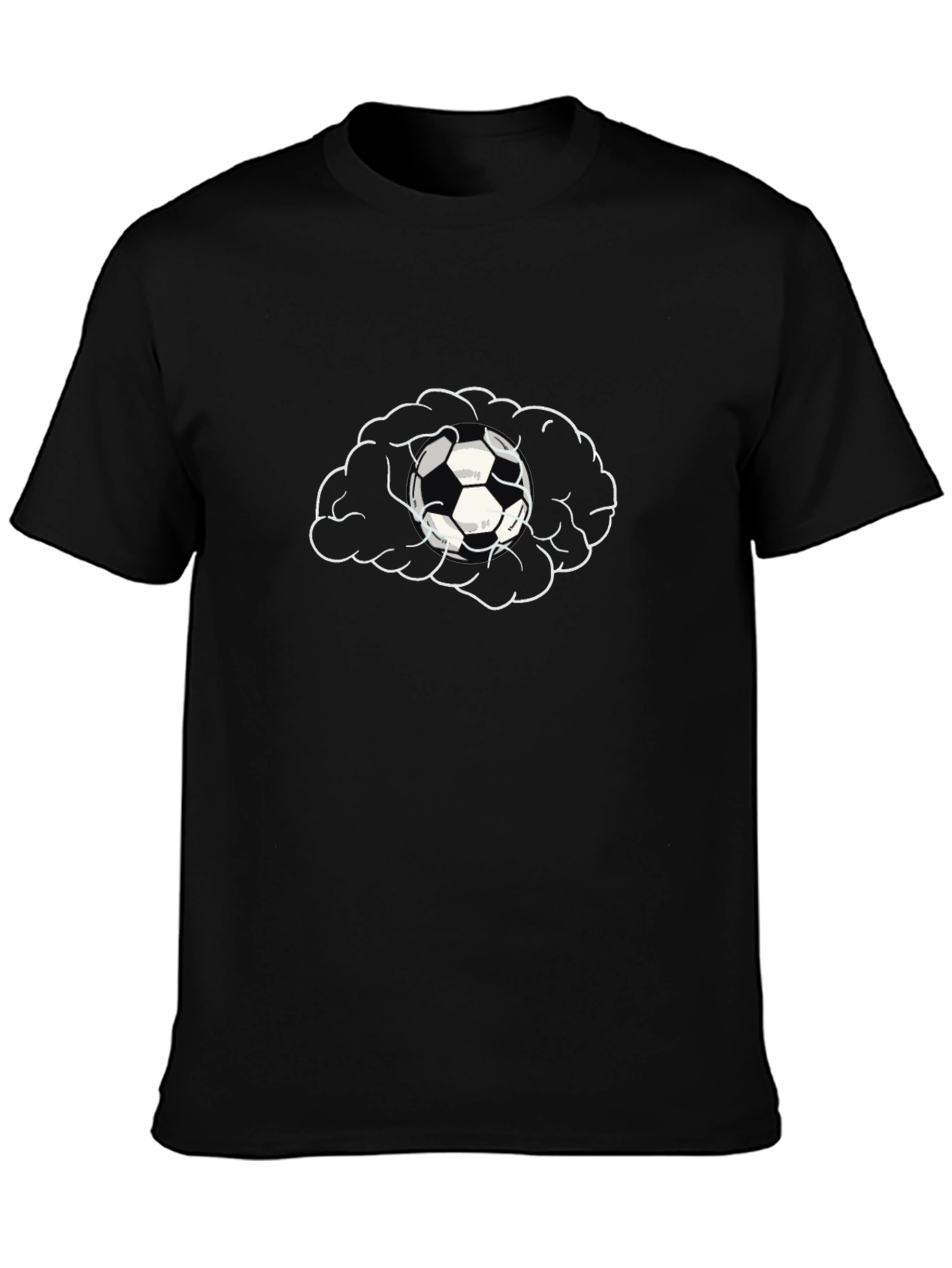 Black Brain Soccer T-Shirt - Black view 3