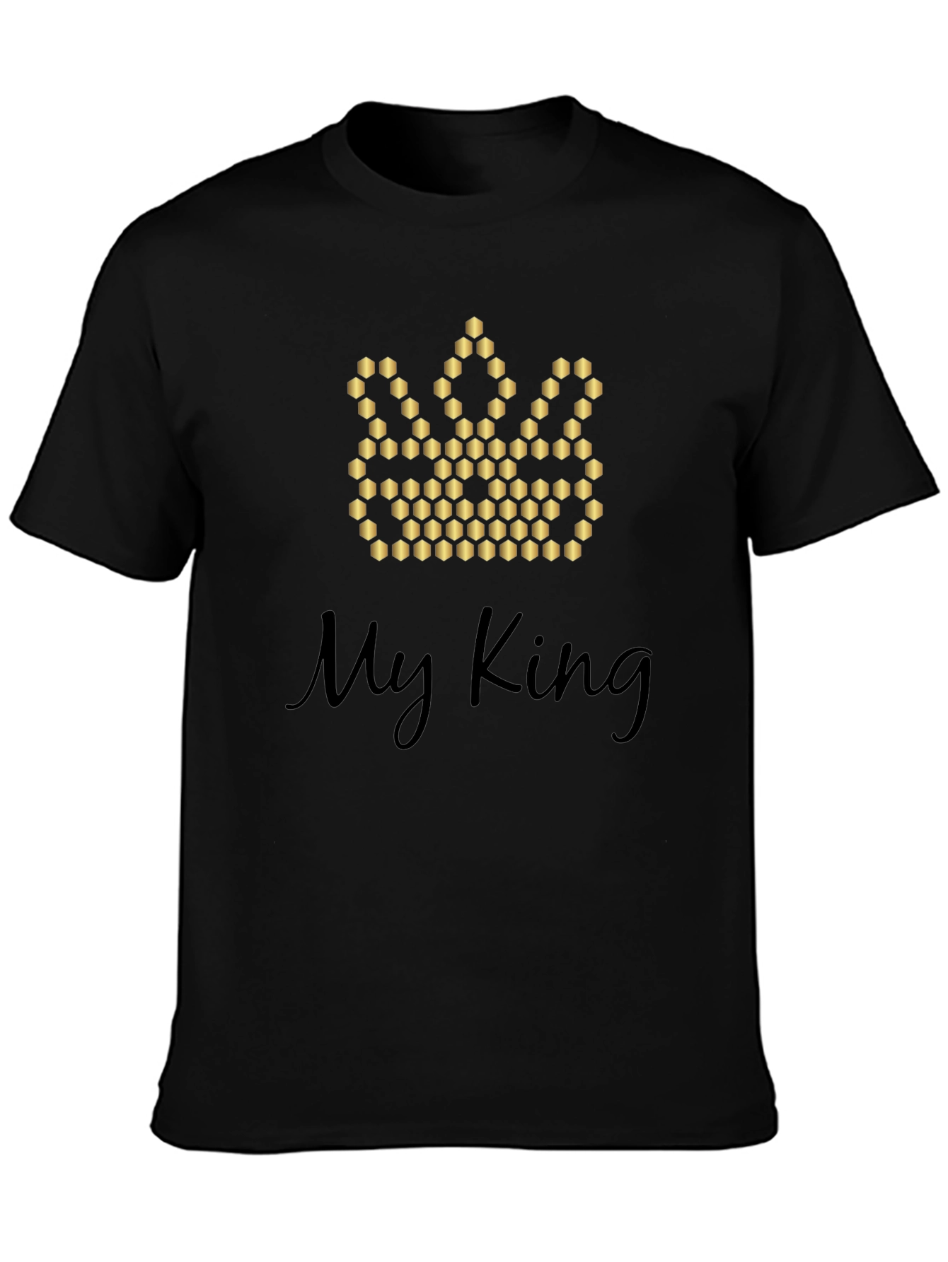 Black My King Graphic Tee - Crown Design, Soft Cotton Blend view 3