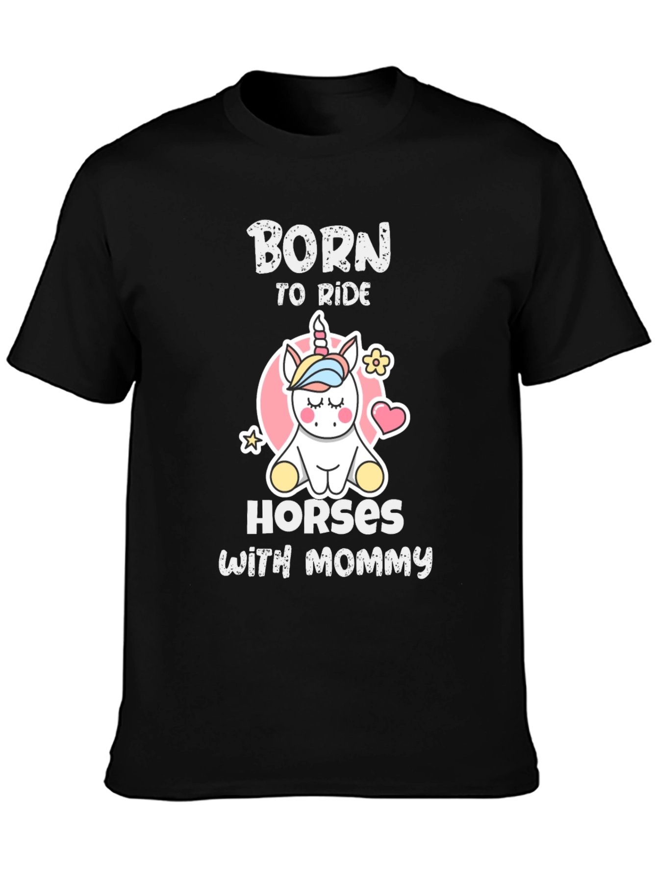 Black Born To Ride Horses With Mommy T-Shirt view 3
