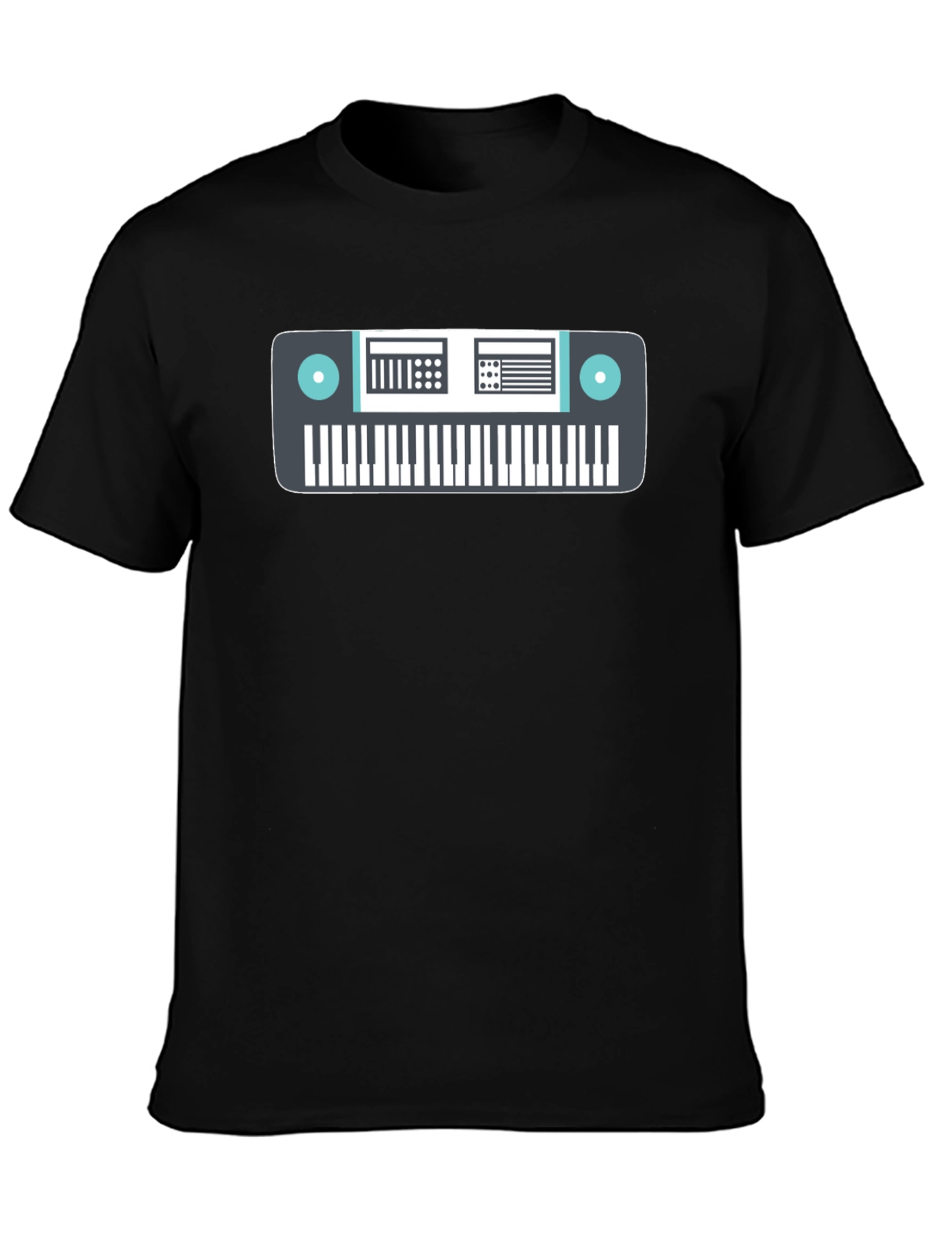 Black Keyboard Graphic Tee - Music Lover's Black T-Shirt view 3