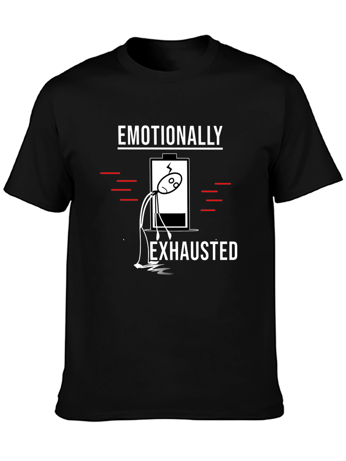 Black Emotionally Exhausted Graphic T-Shirt - Black view 3