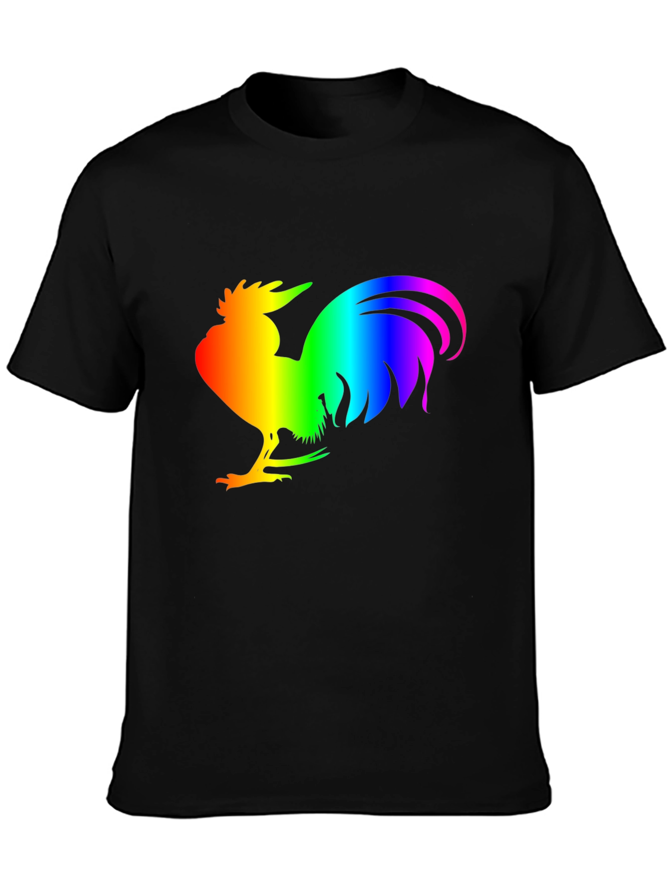 Black Rainbow Rooster Graphic Tee - Black Cotton Comfort view 3