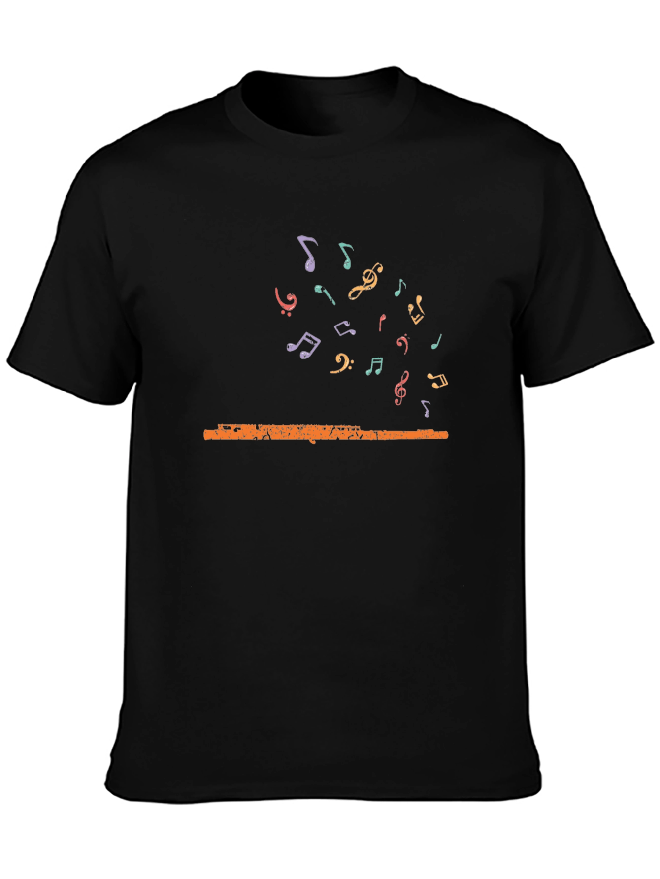 Black Musical Flute Graphic Tee - Unisex Black T-Shirt view 3