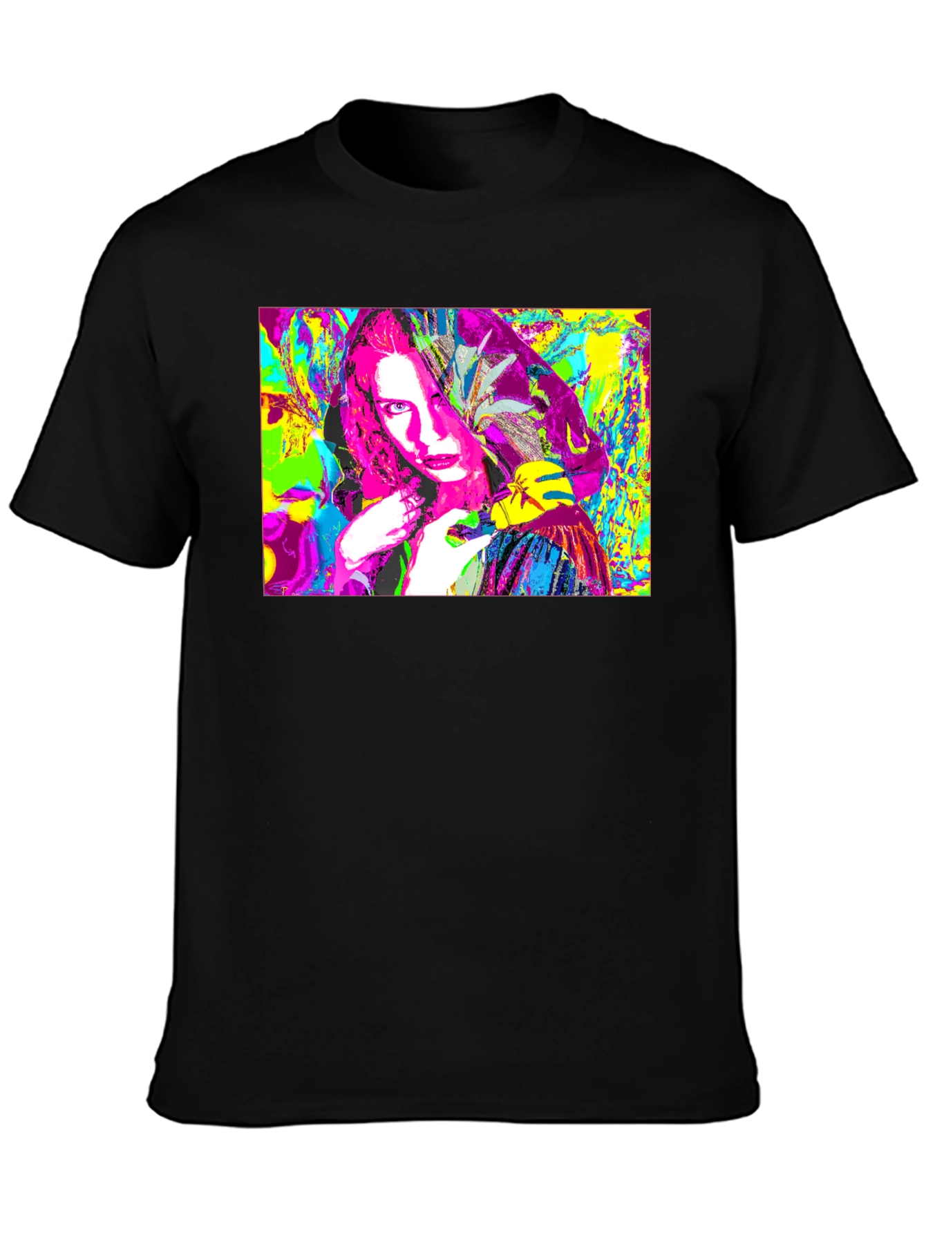Black Abstract Pop Art Graphic Tee - Black Unisex T-Shirt view 3