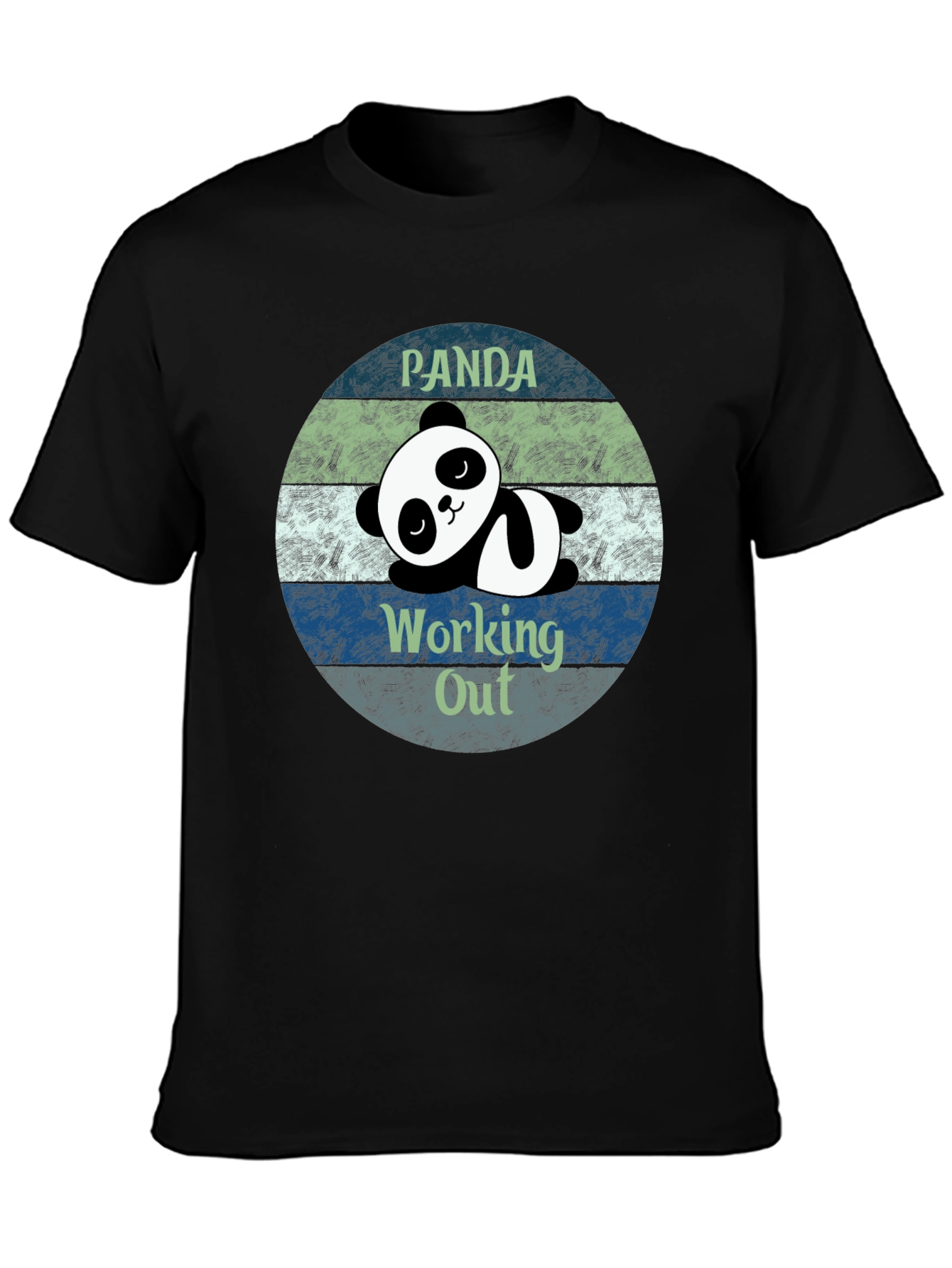 Black Panda Working Out Funny T-Shirt view 3