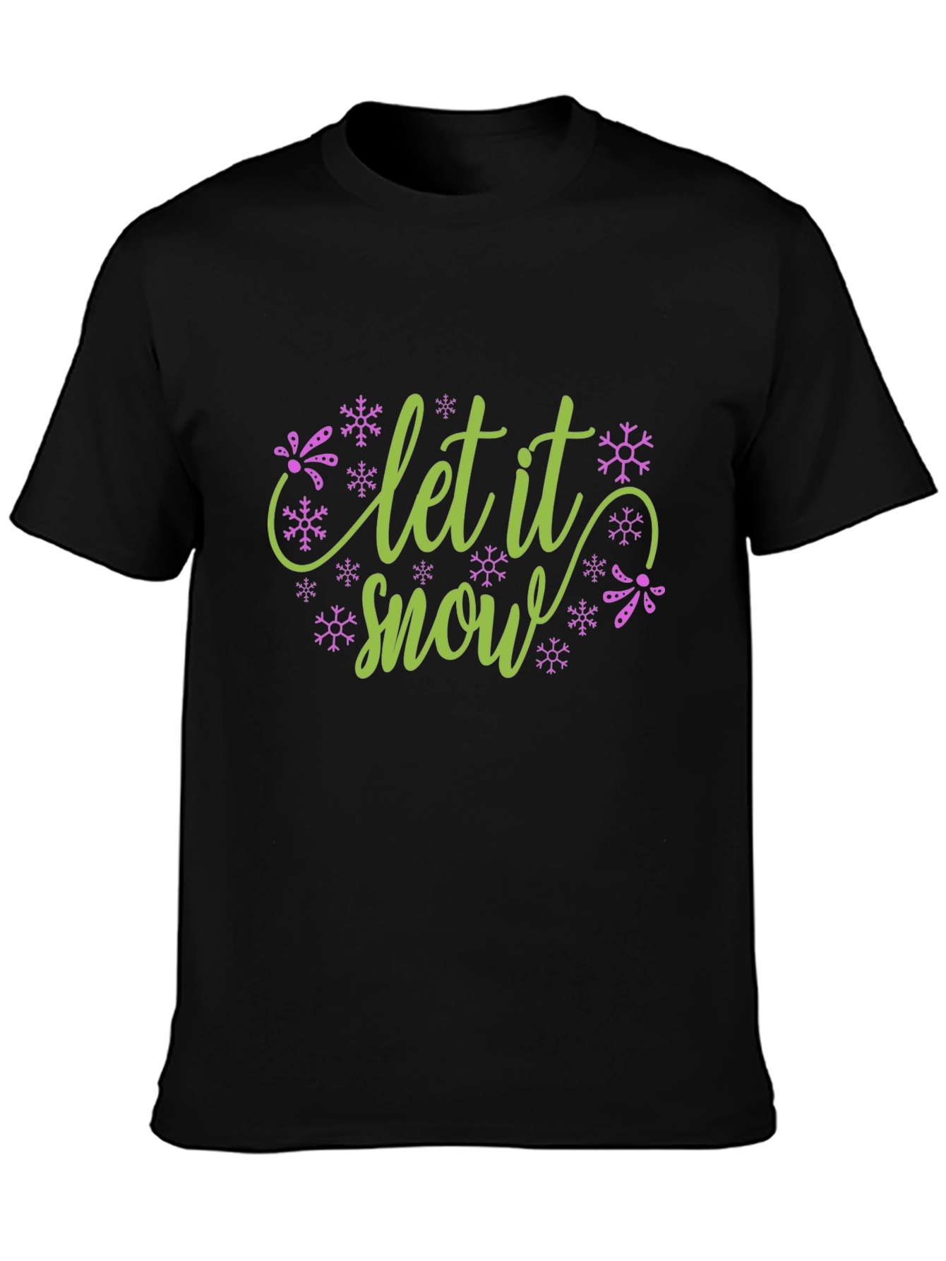Black Let It Snow Graphic Tee - Winter Holiday Shirt view 3