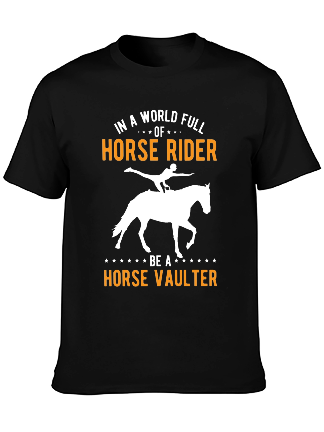 Black Horse Rider vs Horse Vaulter Graphic T-Shirt view 3