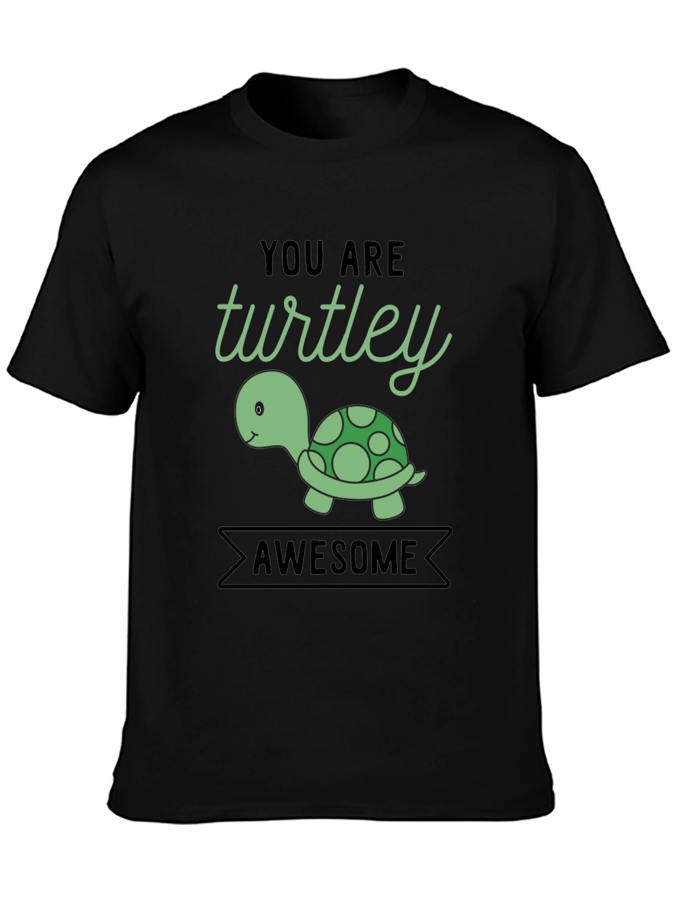 Black You are Turtley Awesome Graphic T-Shirt view 3