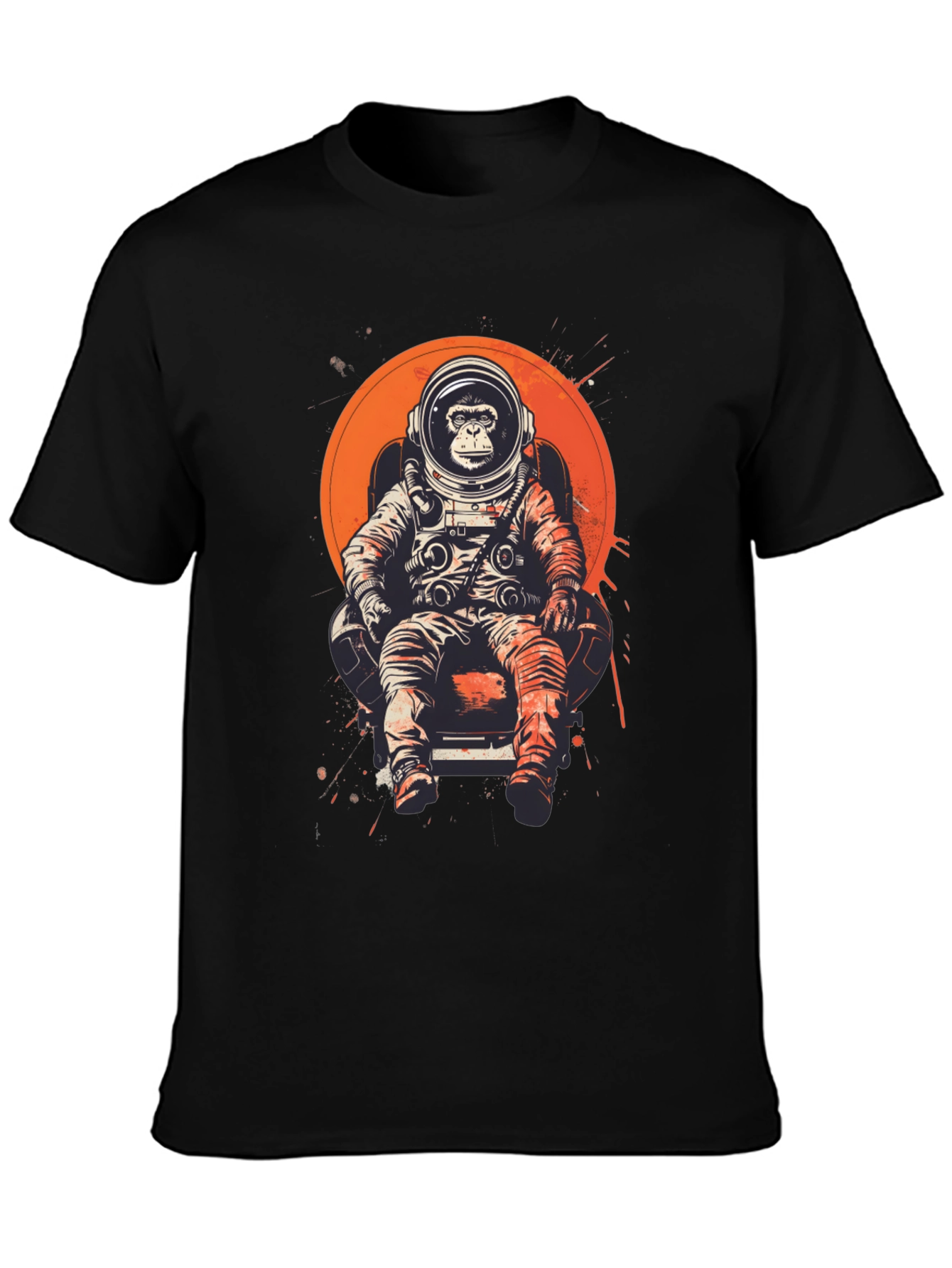 Black Astronaut Monkey T-Shirt - Space Chimpanzee Tee view 3