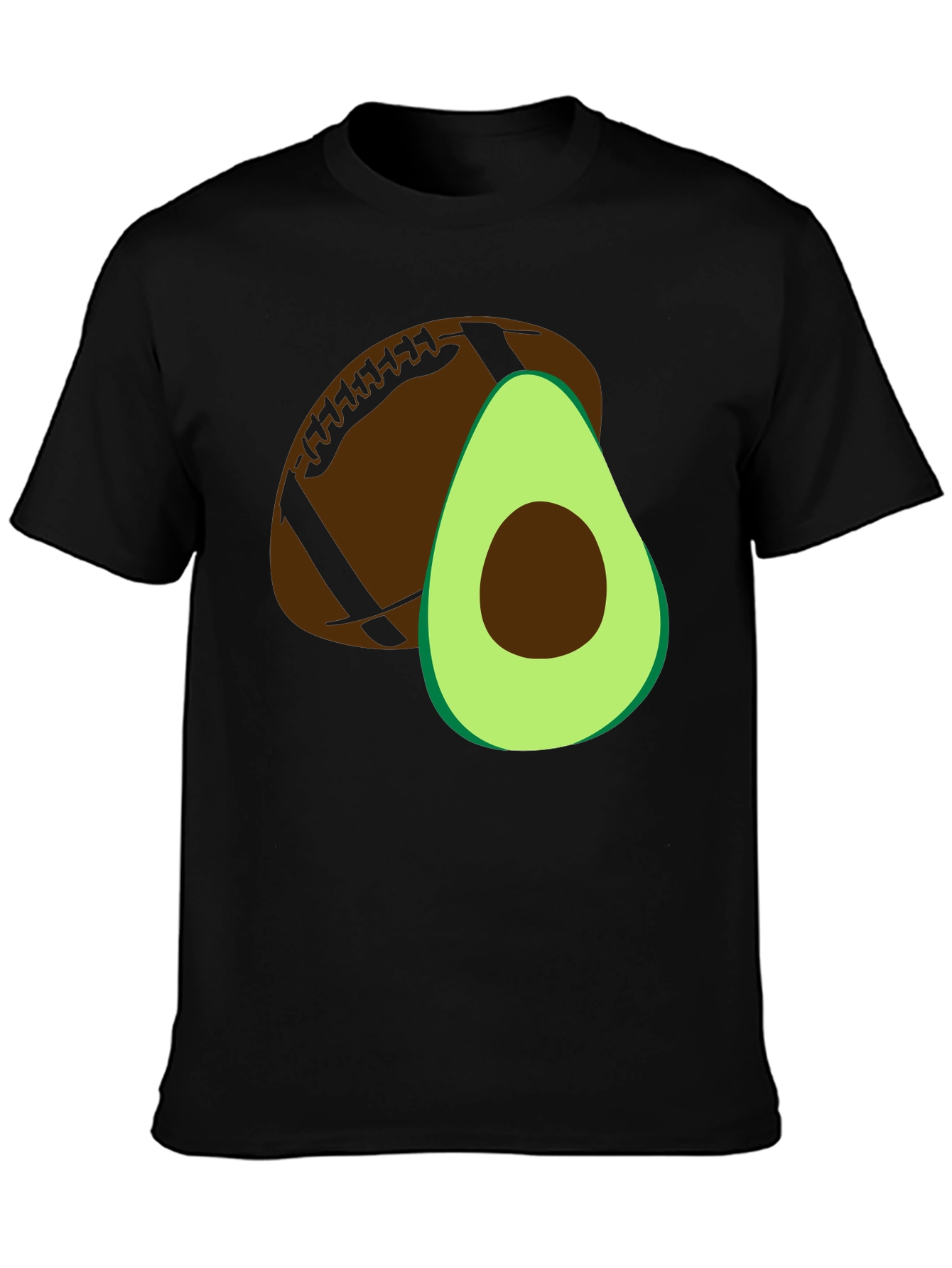 Black Avocado Football Graphic Tee - Casual Mens T-Shirt view 3