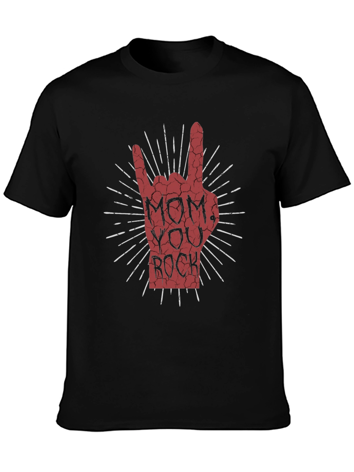 Black Mom You Rock Graphic T-Shirt - Black Crew Neck Tee view 3