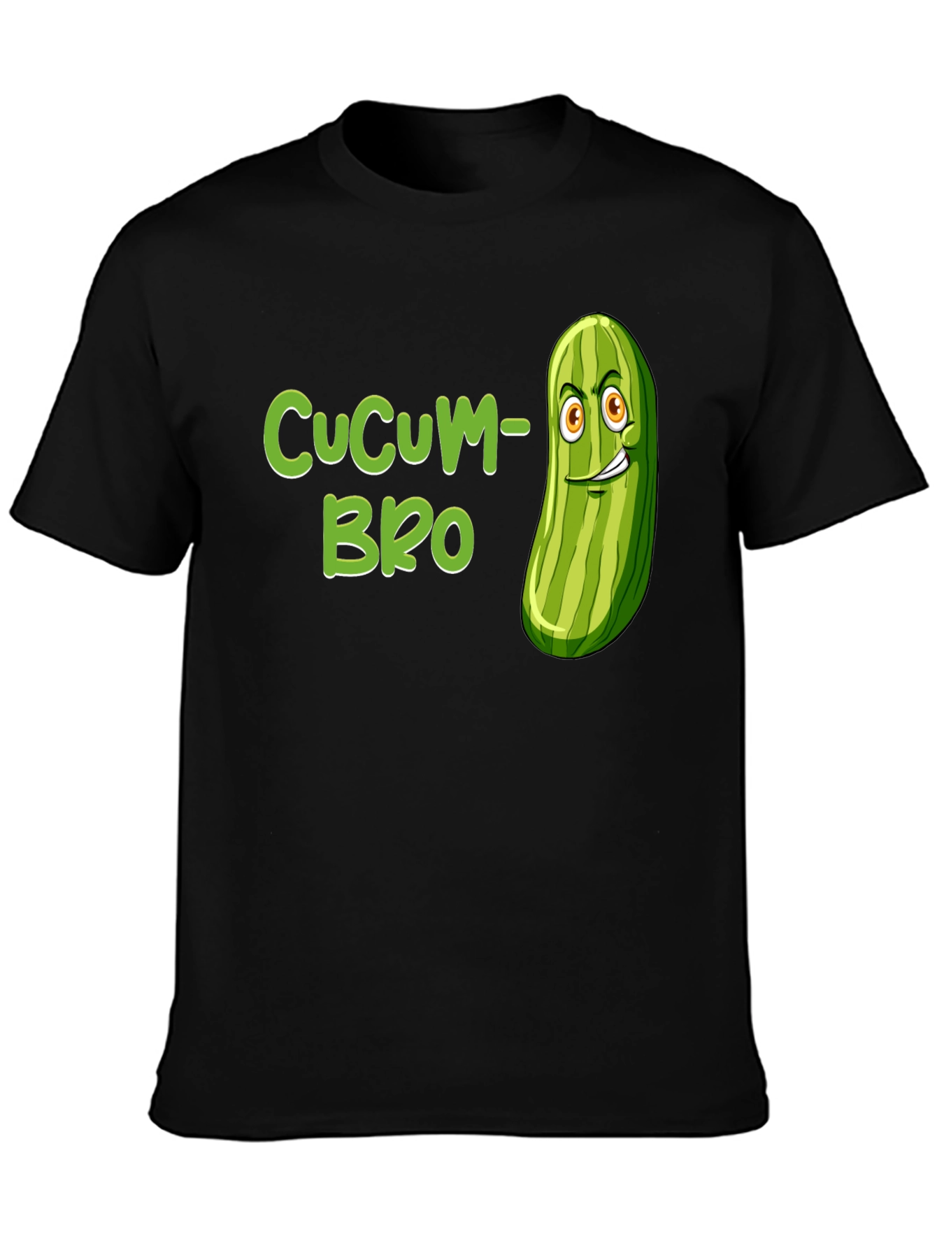 Black CuCUM-BRO Graphic Tee - Funny Cucumber Pun T-Shirt view 3