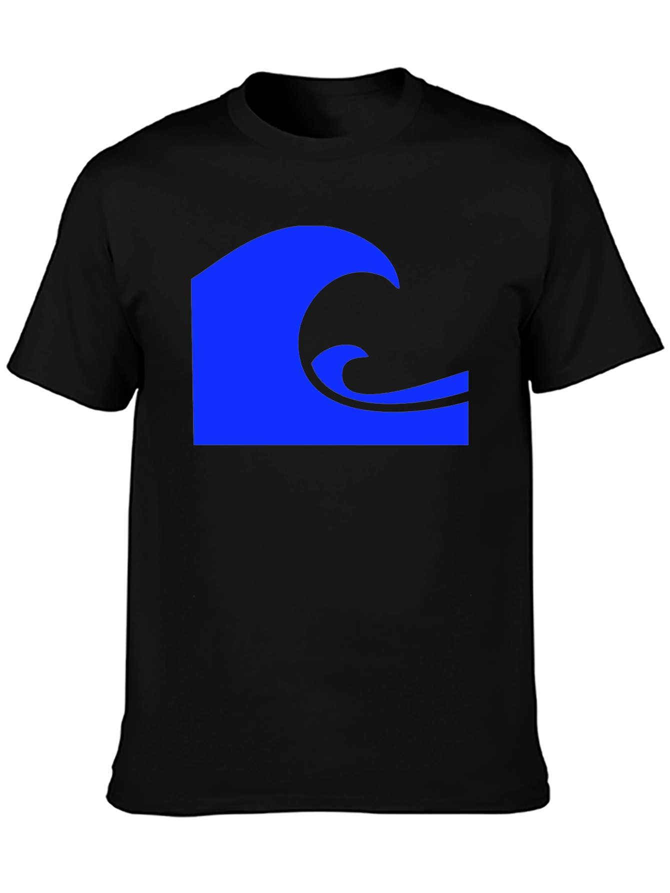 Black Blue Wave Graphic Black T-Shirt view 3