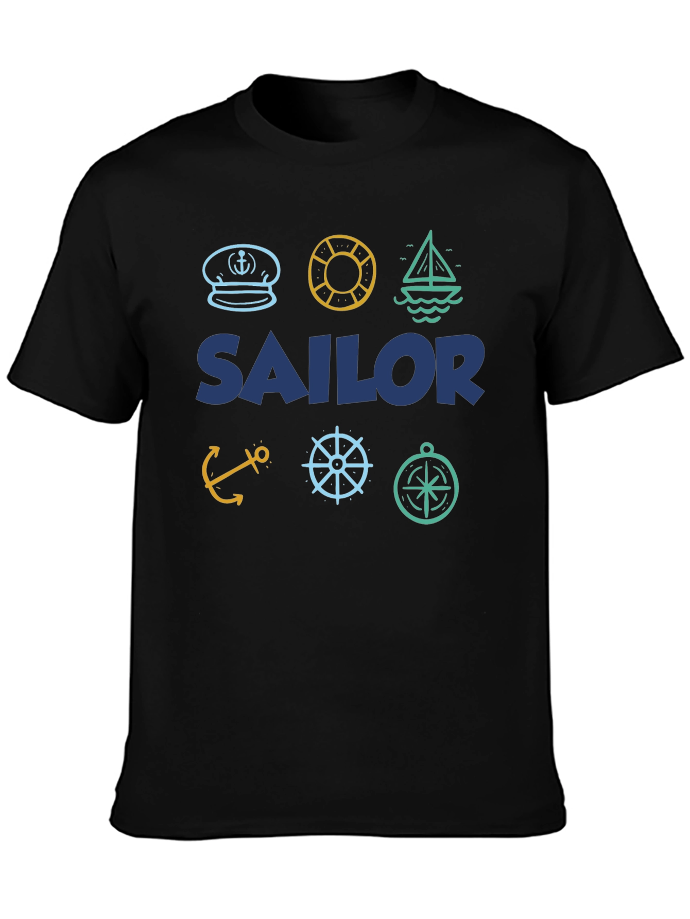Black Sailor Themed T-Shirt | Nautical Design | Menswear view 3