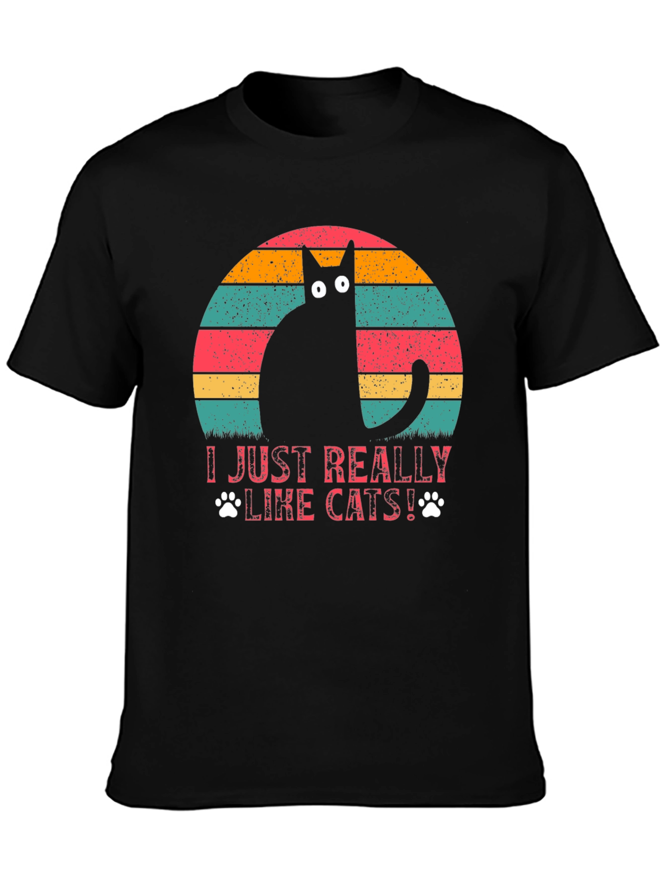 Black I Just Really Like Cats! T-Shirt view 3