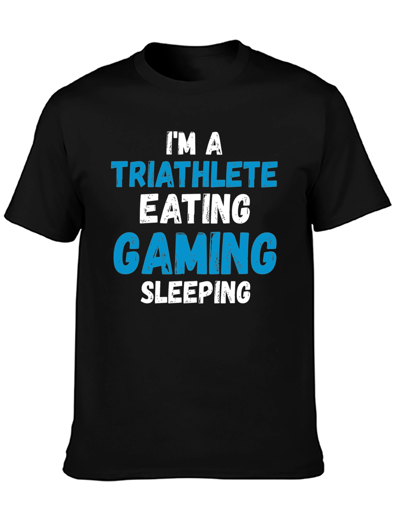 Black Triathlete Gaming Sleeping T-Shirt - Funny Sport Tee view 3