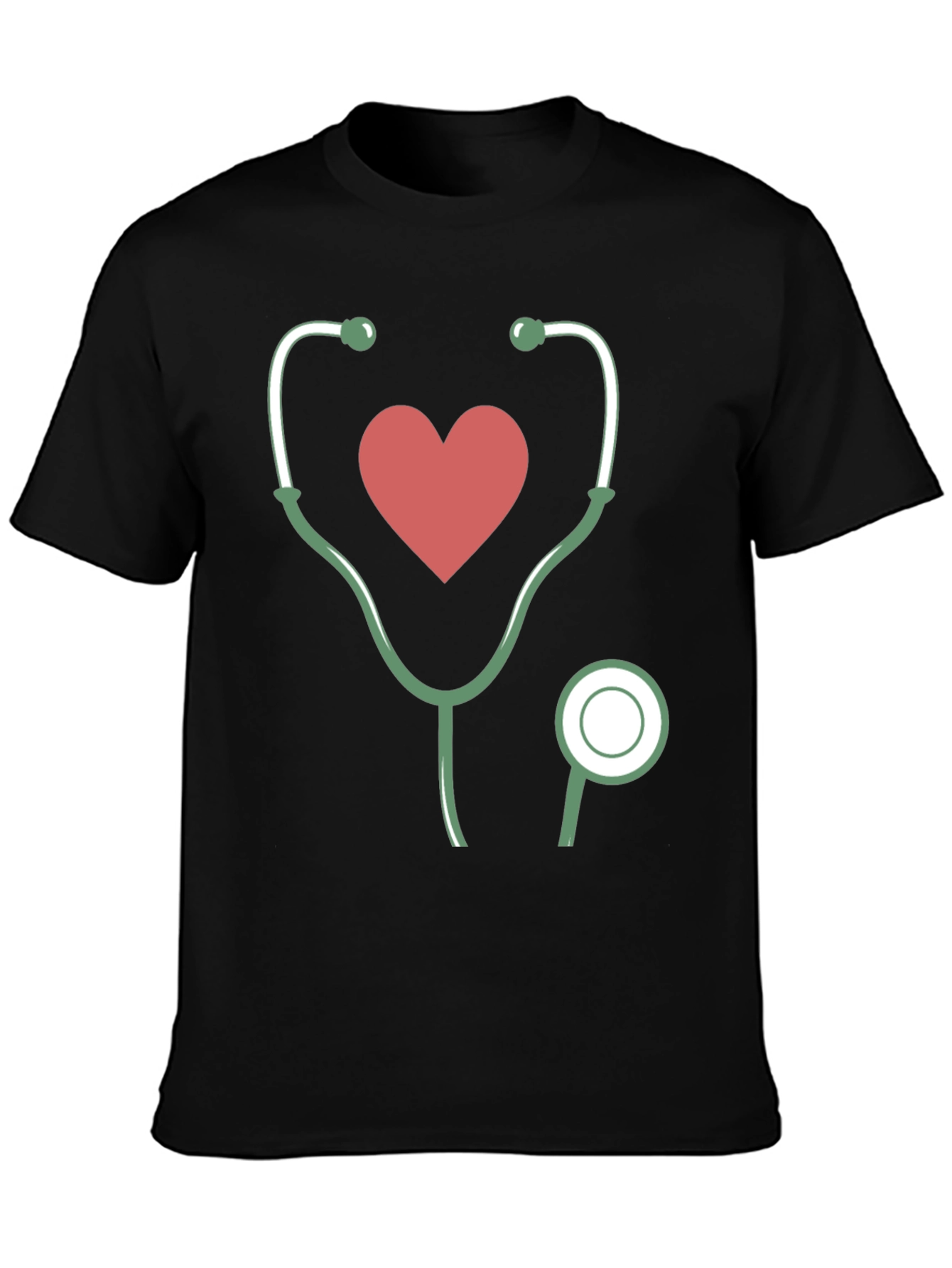 Black Heartbeat Stethoscope Graphic Tee view 3