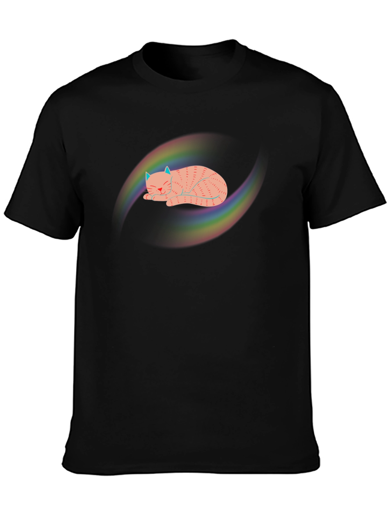 Black Rainbow Cat Graphic T-Shirt - Black view 3