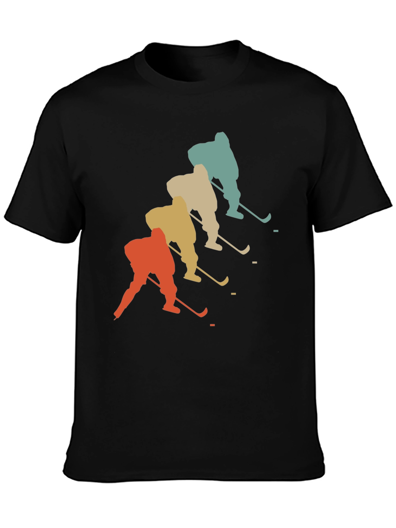 Black Vintage Hockey Player Graphic T-Shirt view 3