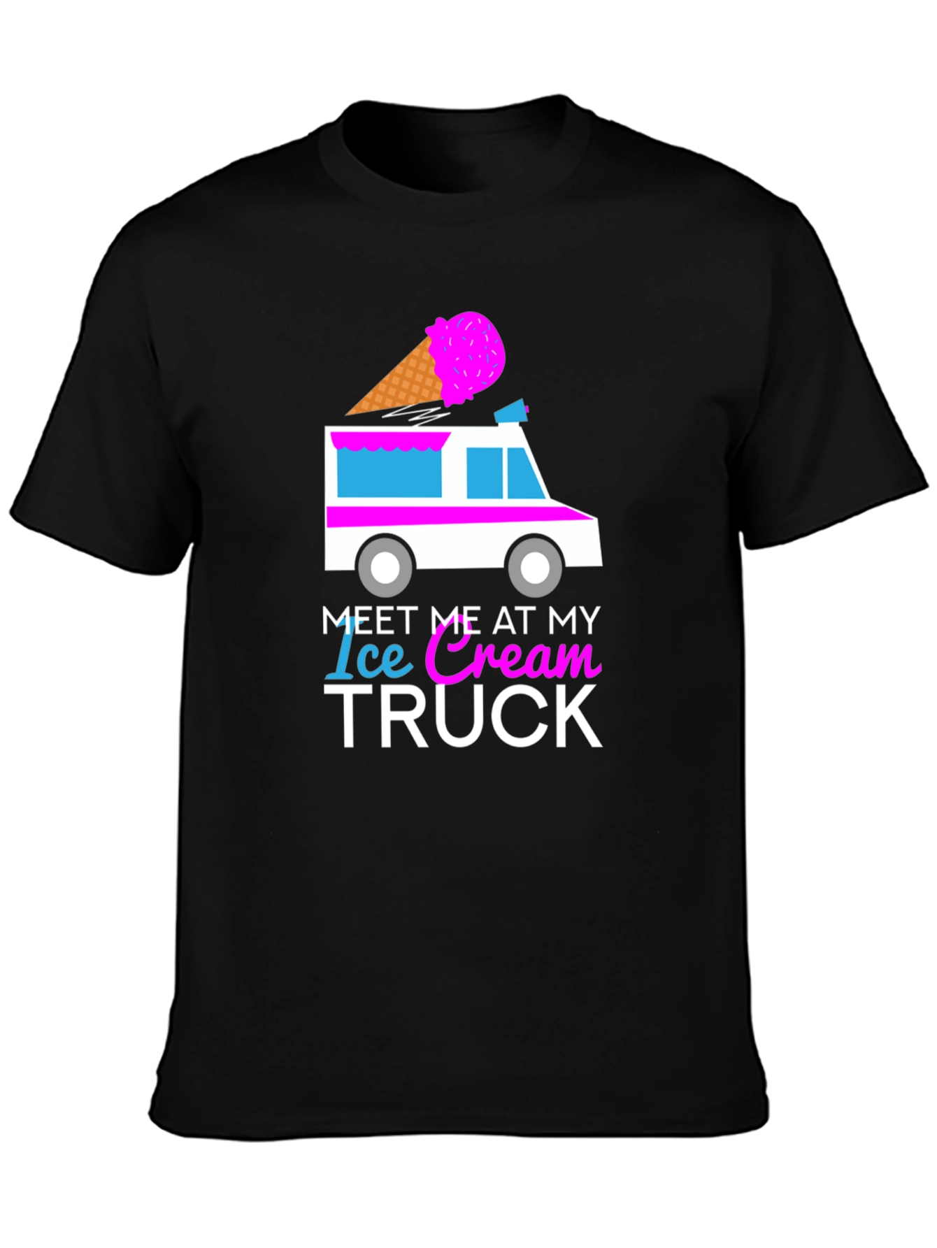 Black Meet Me At My Ice Cream Truck T-Shirt Fun Design view 3