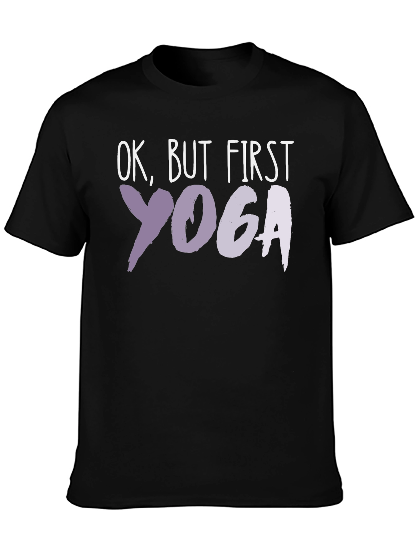 Black Ok, But First Yoga Black T-Shirt view 3