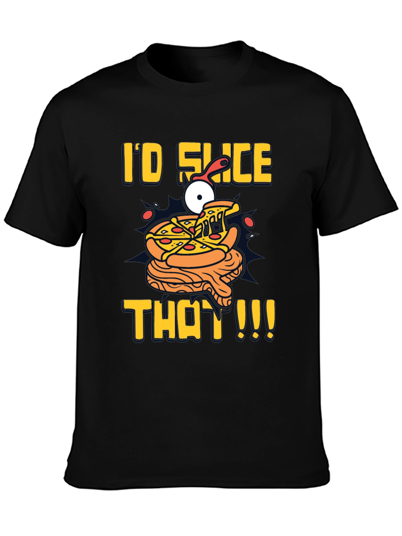 Black I'd Slice That Pizza T-Shirt | Fun Graphic Tee view 3
