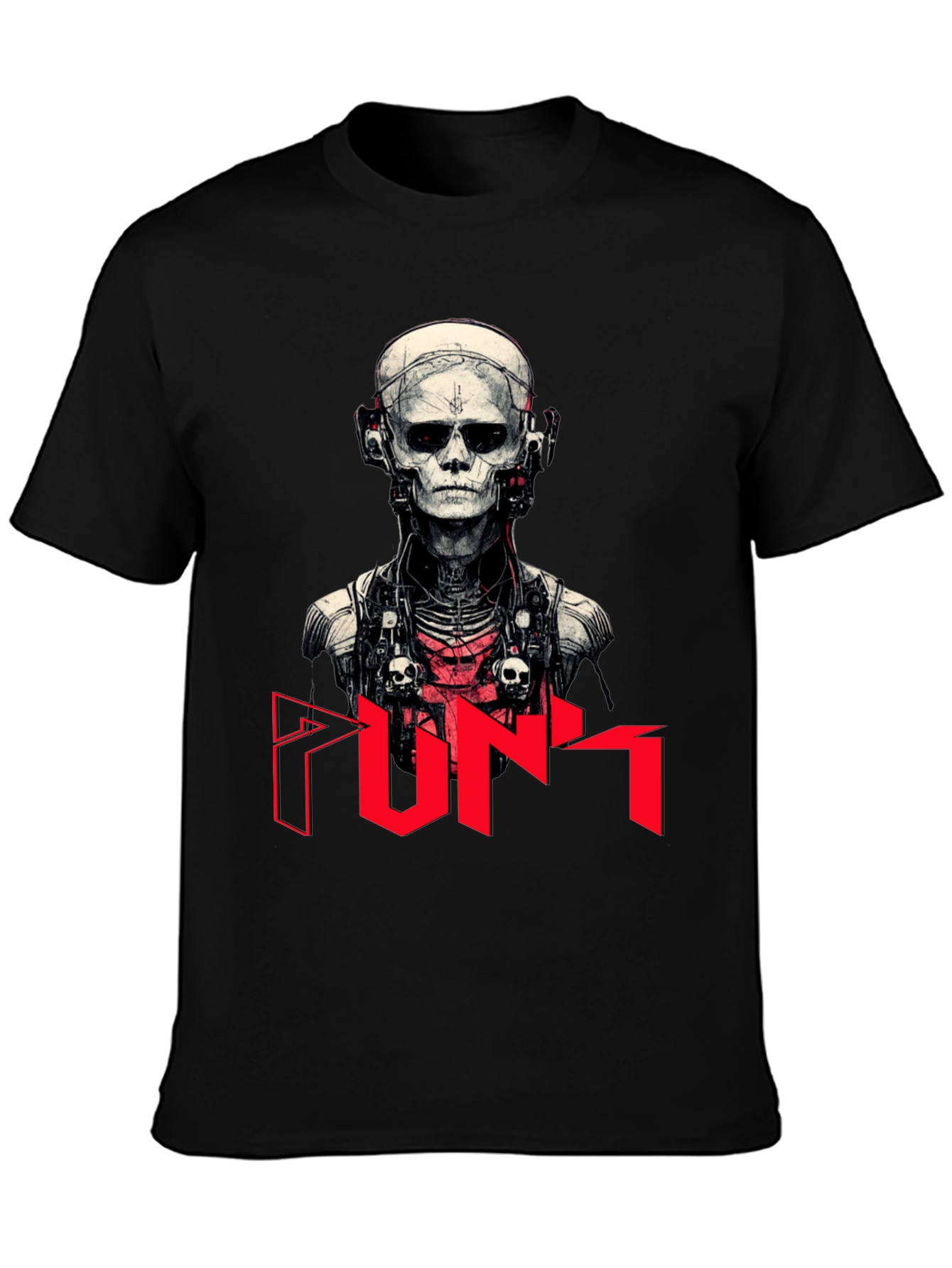 Black Cyberpunk Skeleton Graphic Tee view 3