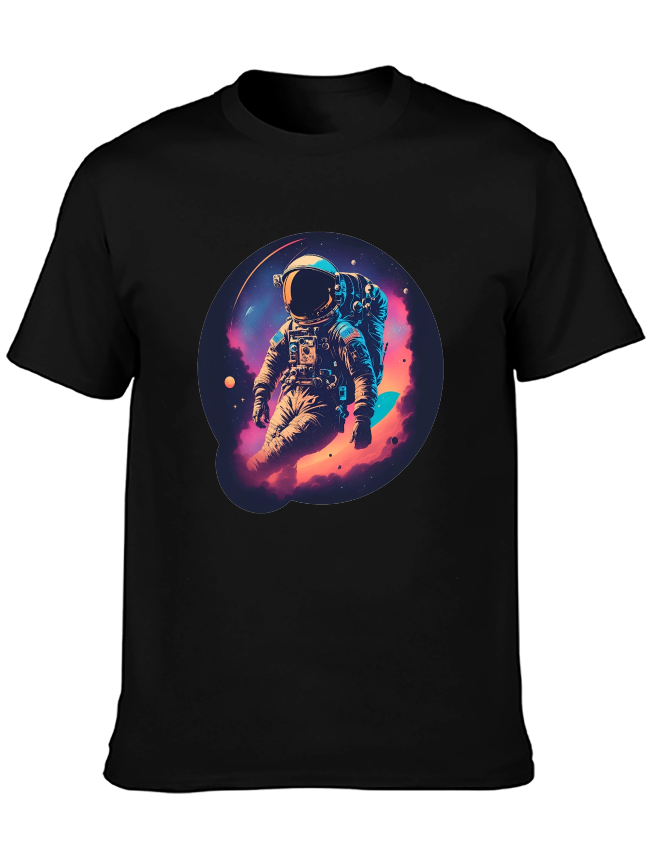 Black Astronaut Galaxy Black T-Shirt view 3