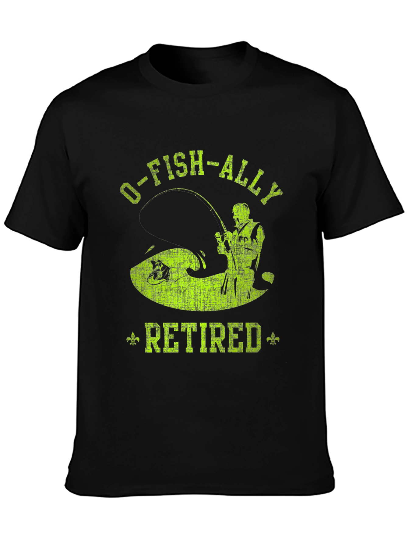 Black O-FISH-ALLY Retired Fishing T-Shirt view 3