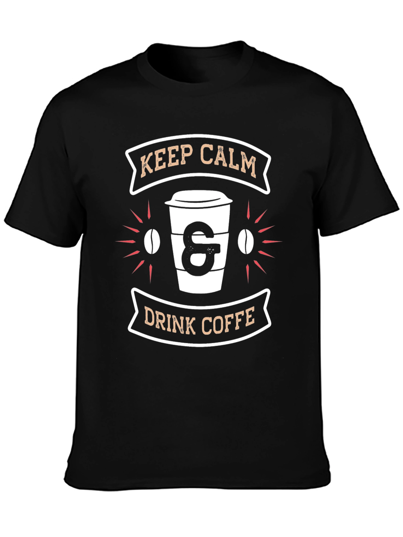 Black Keep Calm & Drink Coffee Graphic T-Shirt view 3