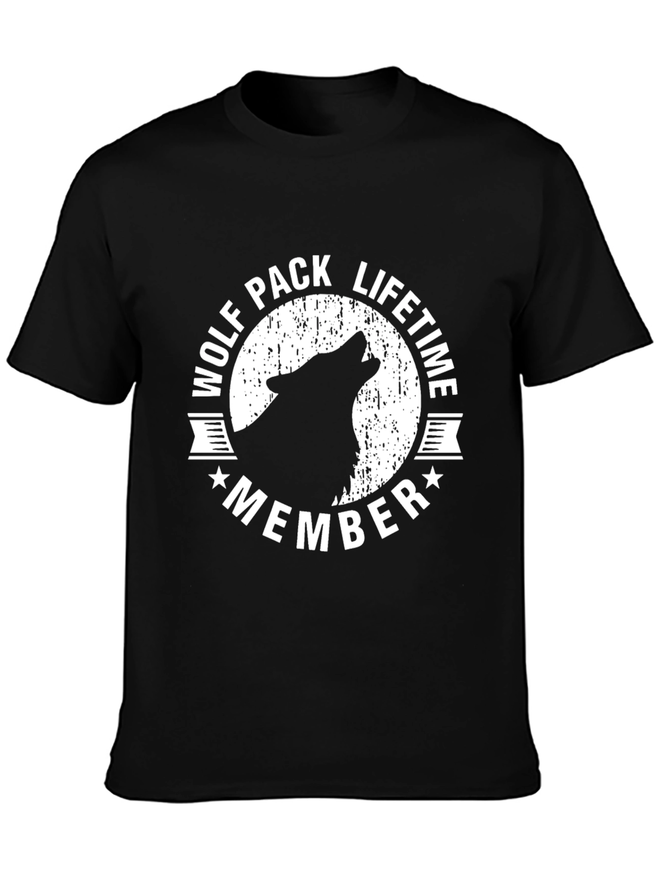 Black Wolf Pack Lifetime Member T-Shirt - Black view 3