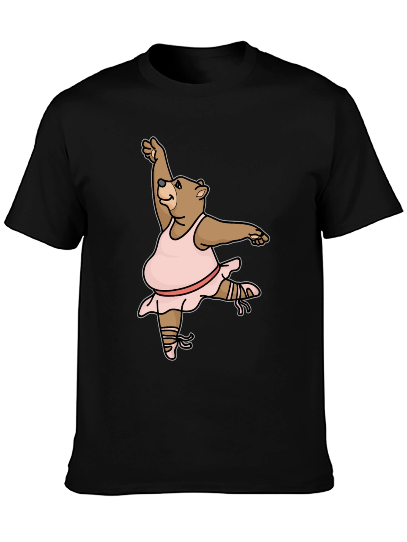 Black Dancing Bear T-Shirt - Black Cotton Tee view 3
