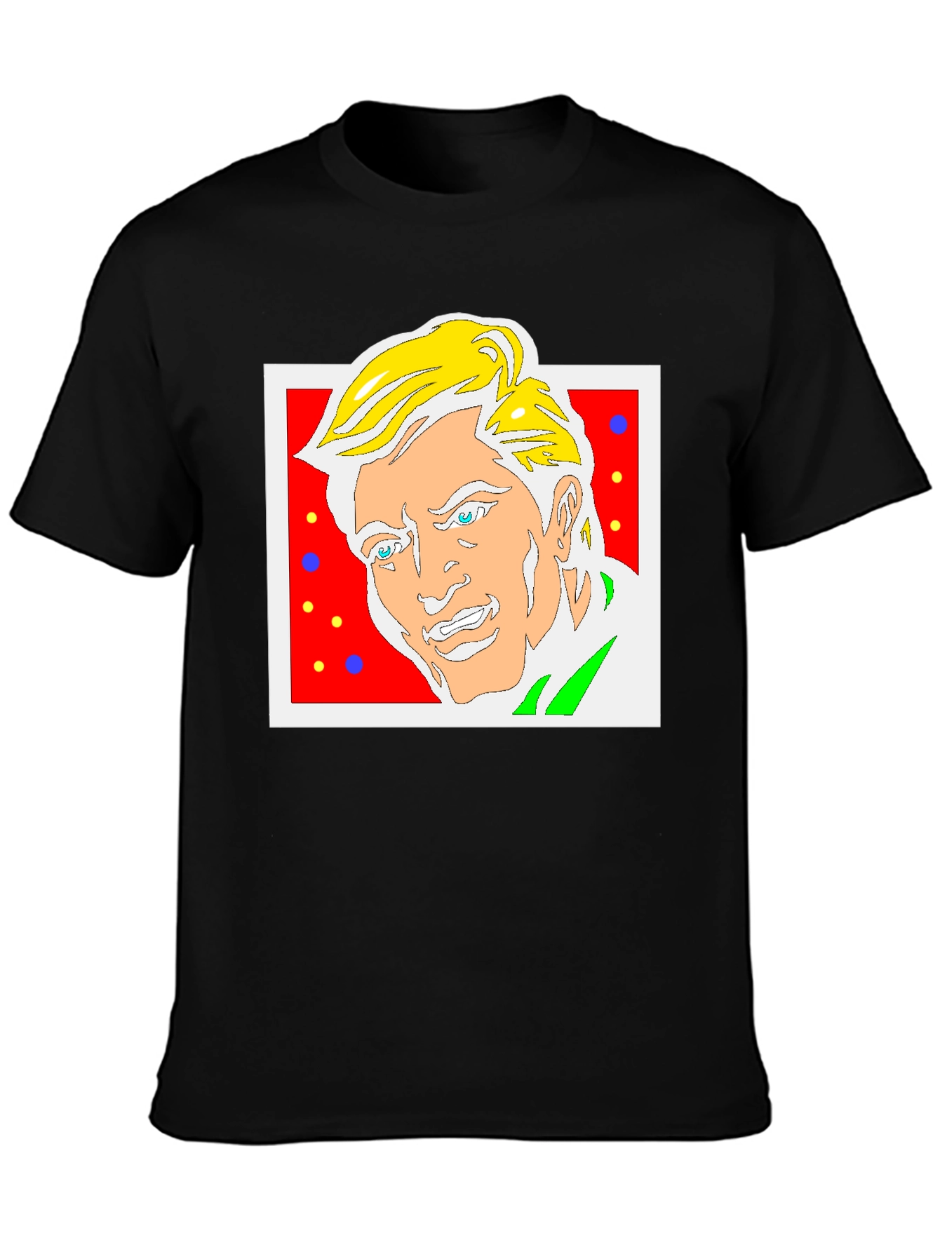 Black Funky Cartoon Portrait Graphic Tee view 3