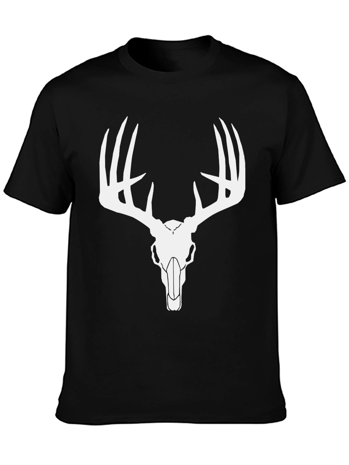 Black Men's Black Deer Skull Graphic T-Shirt view 3