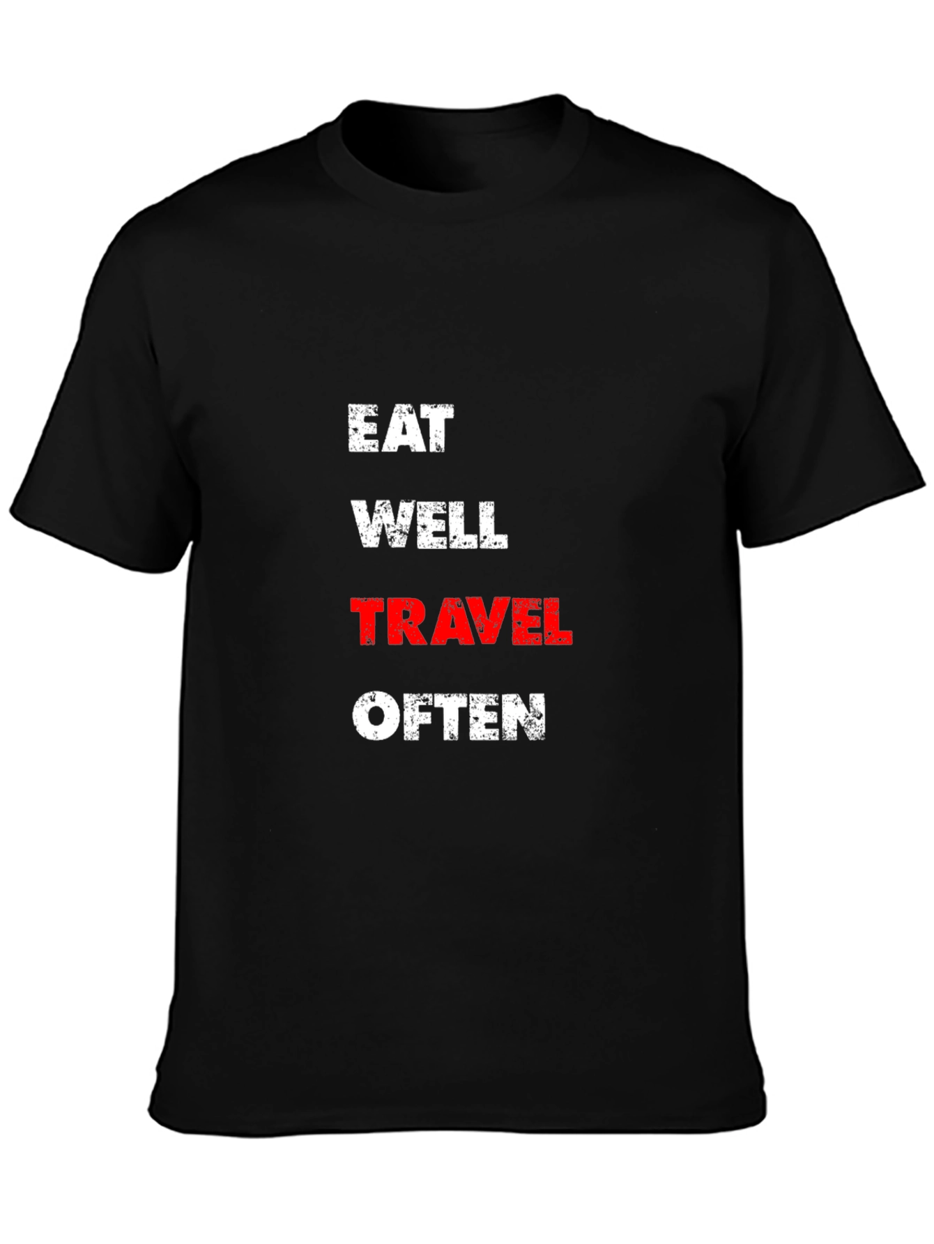 Black Eat Well Travel Often Black T-Shirt view 3