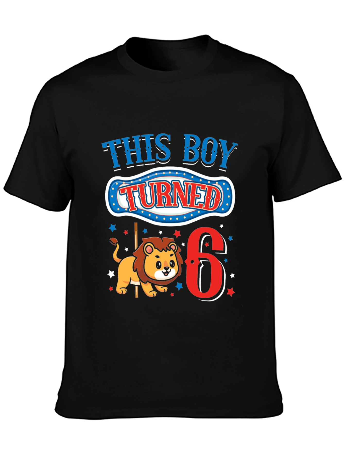 Black Boy's 6th Birthday Lion T-Shirt view 3