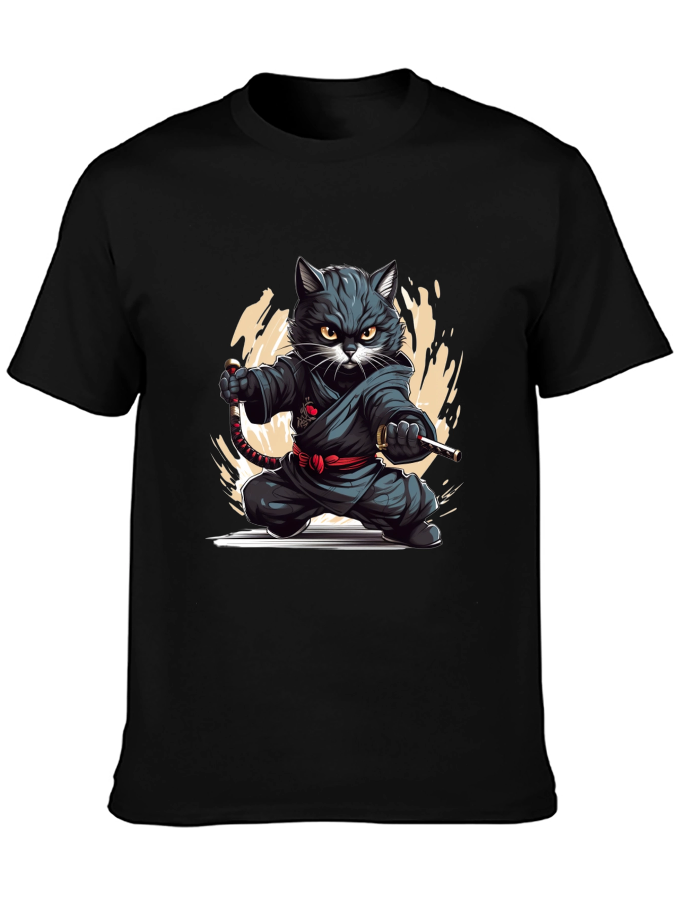 Black Ninja Cat Graphic Tee - Black T-Shirt view 3