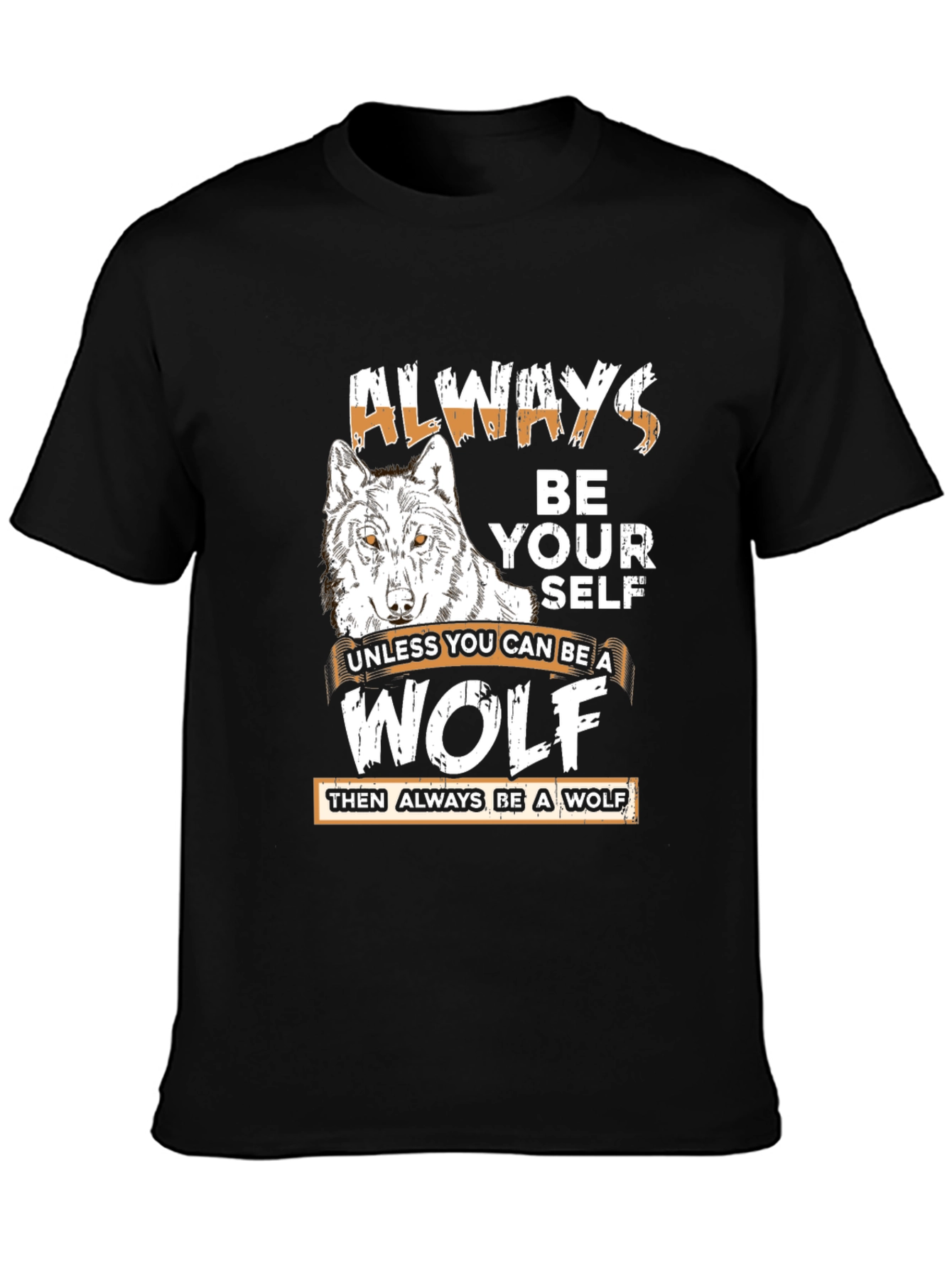 Black Always Be Yourself Wolf Graphic Tee view 3