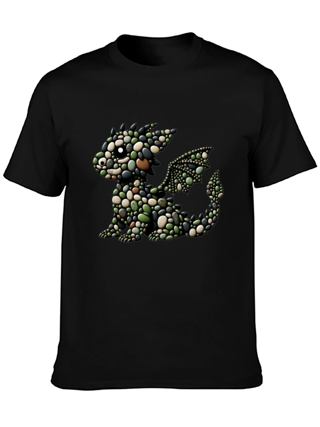 Black Pebble Dragon Tee - Unique Graphic Print view 3