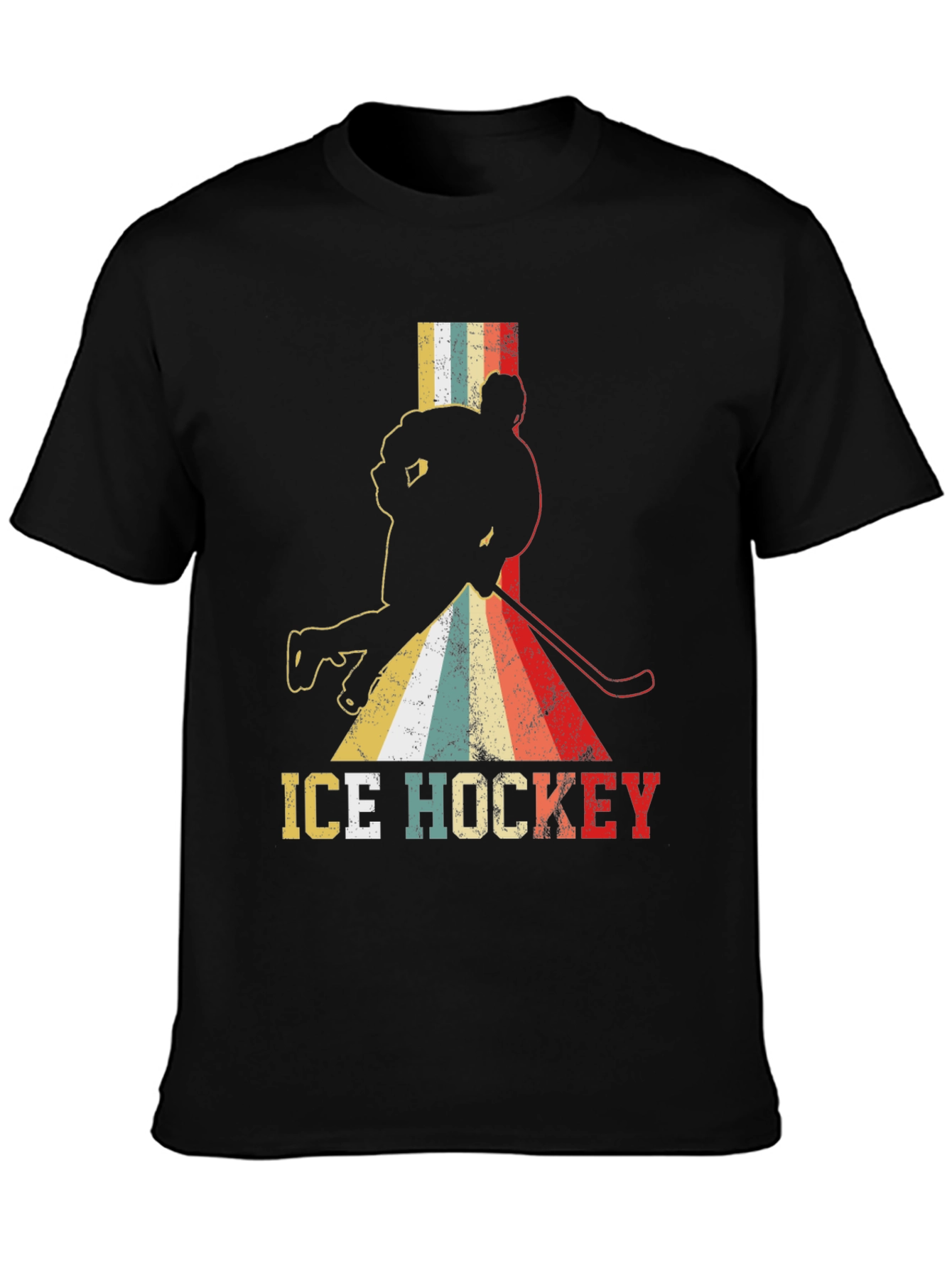 Black Retro Ice Hockey T-Shirt - Vintage Style Tee view 3