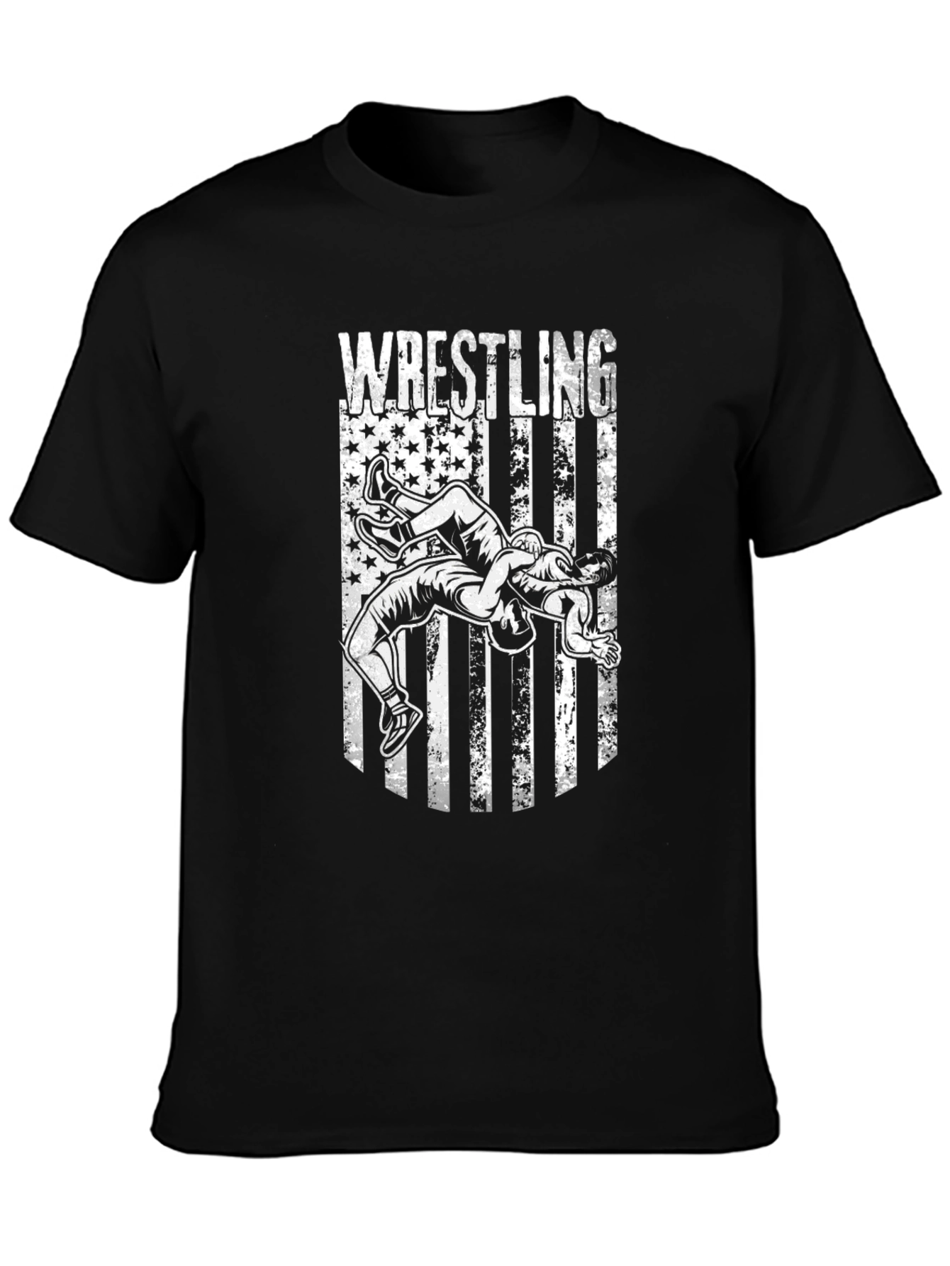 Black Wrestling USA Flag Graphic T-Shirt view 3