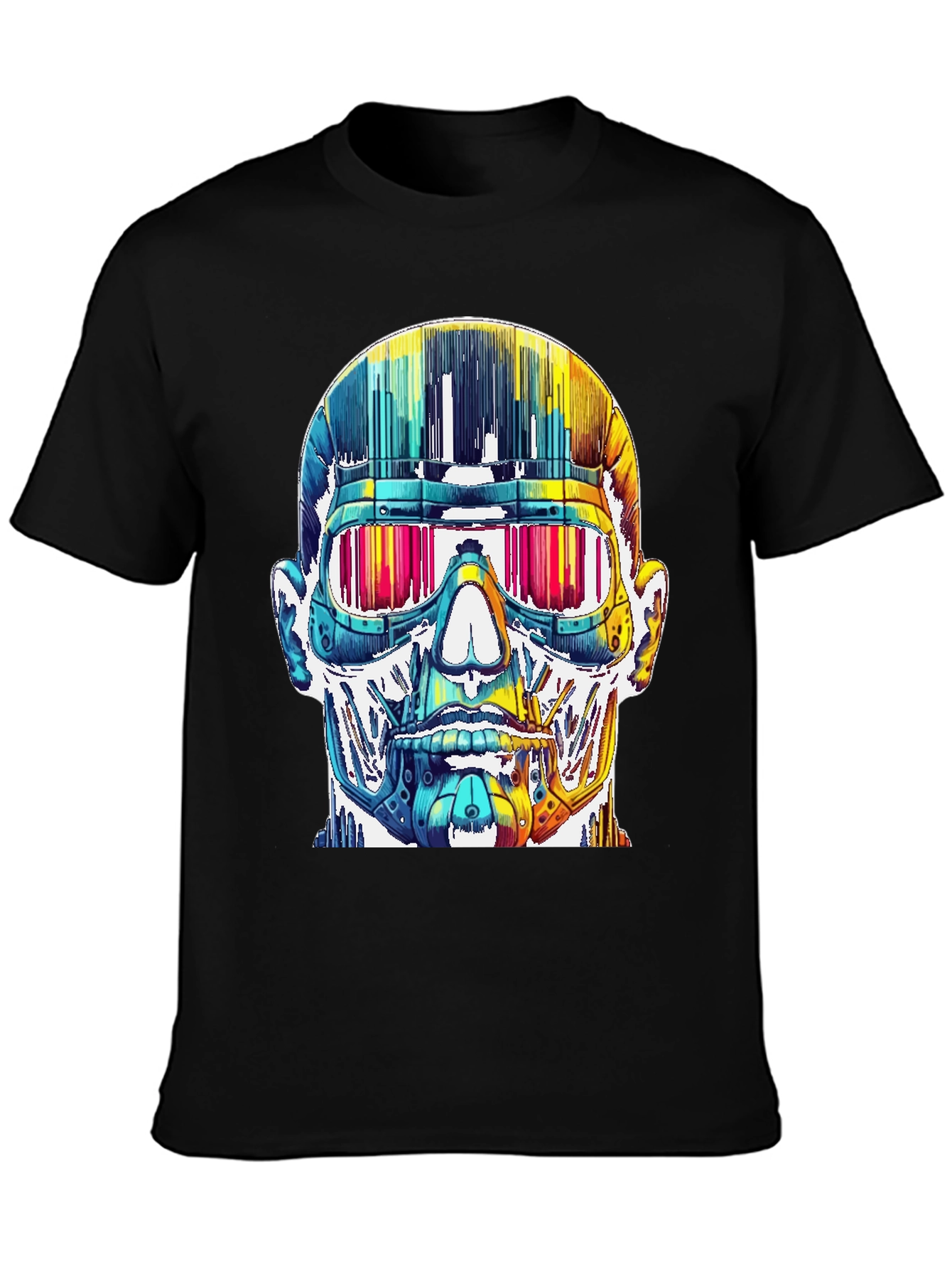 Black Cyberpunk Skull Graphic Tee view 3