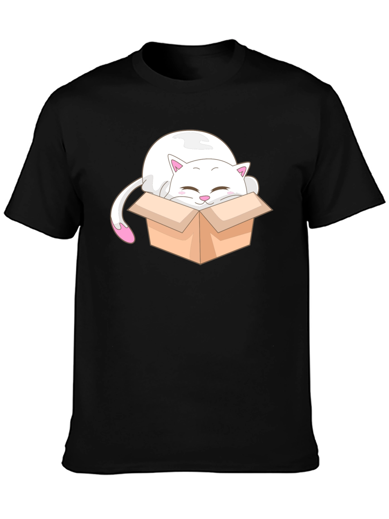 Black Cute Cat in Box Graphic T-Shirt view 3