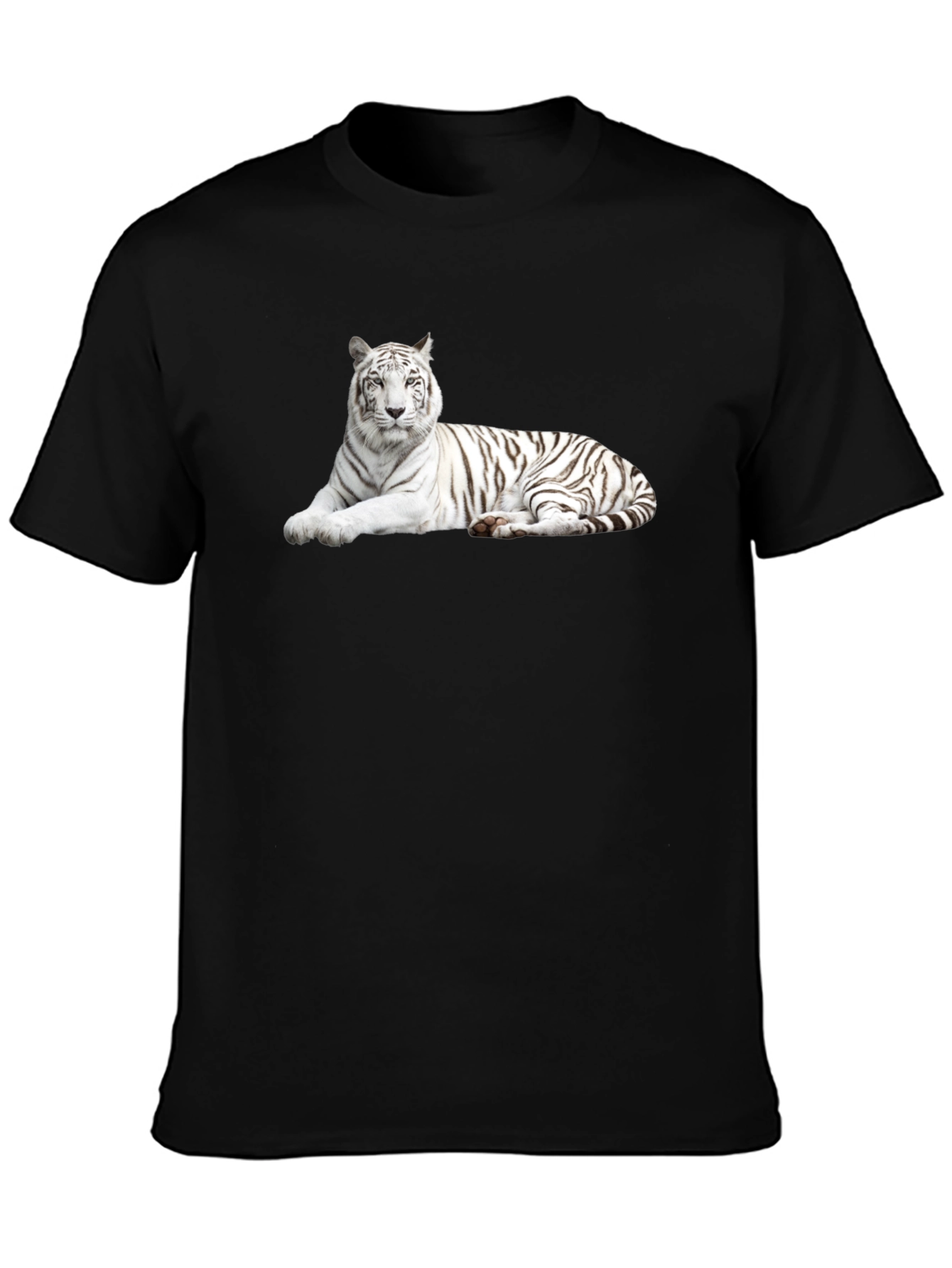 Black White Tiger Graphic Tee - Stylish Black T-Shirt view 3